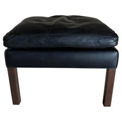 Børge Mogensen black leather ottoman model 2202, Fredericia Furniture, Denmark
