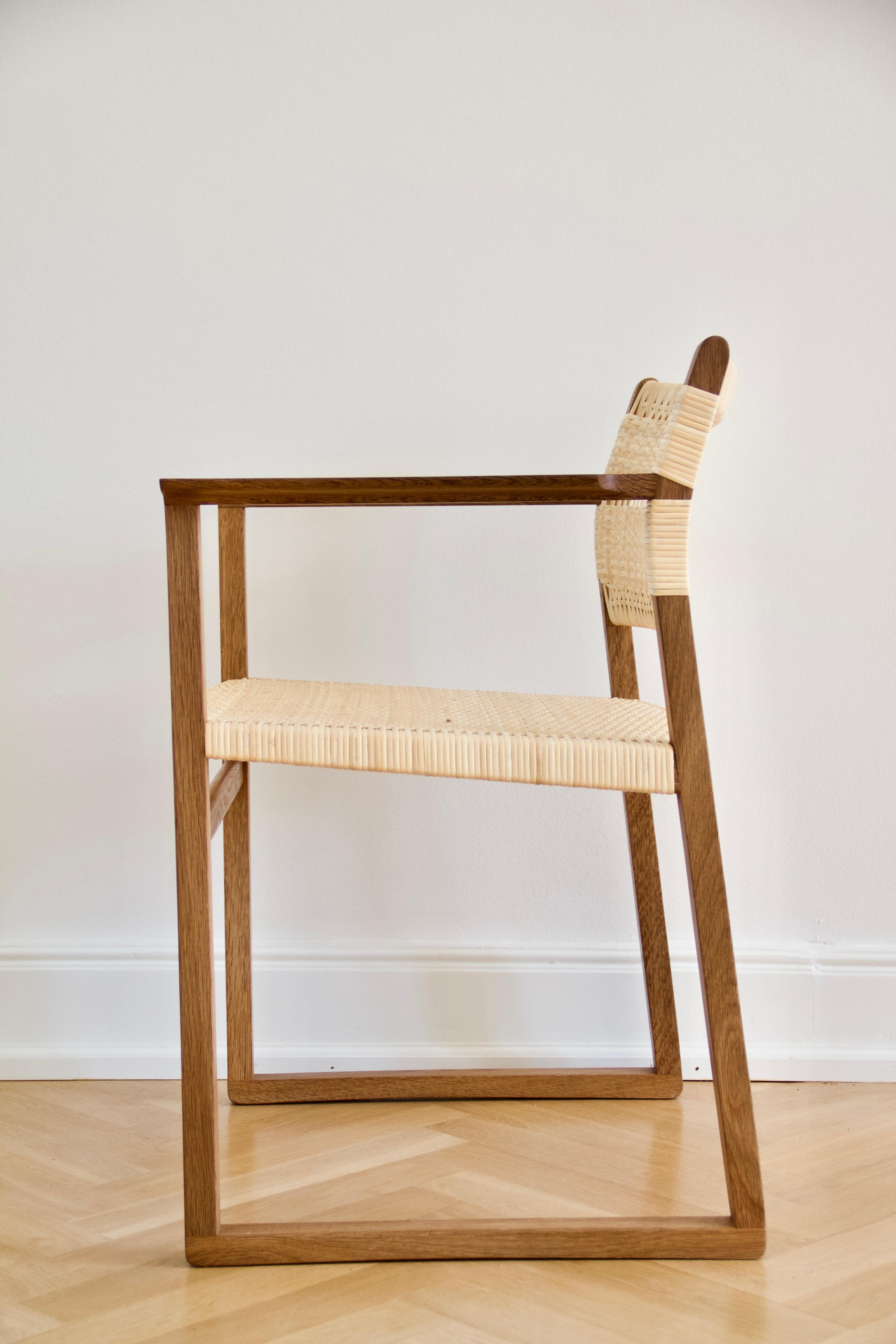 Oak Børge Mogensen BM62 Armchair Cane Wicker For Sale