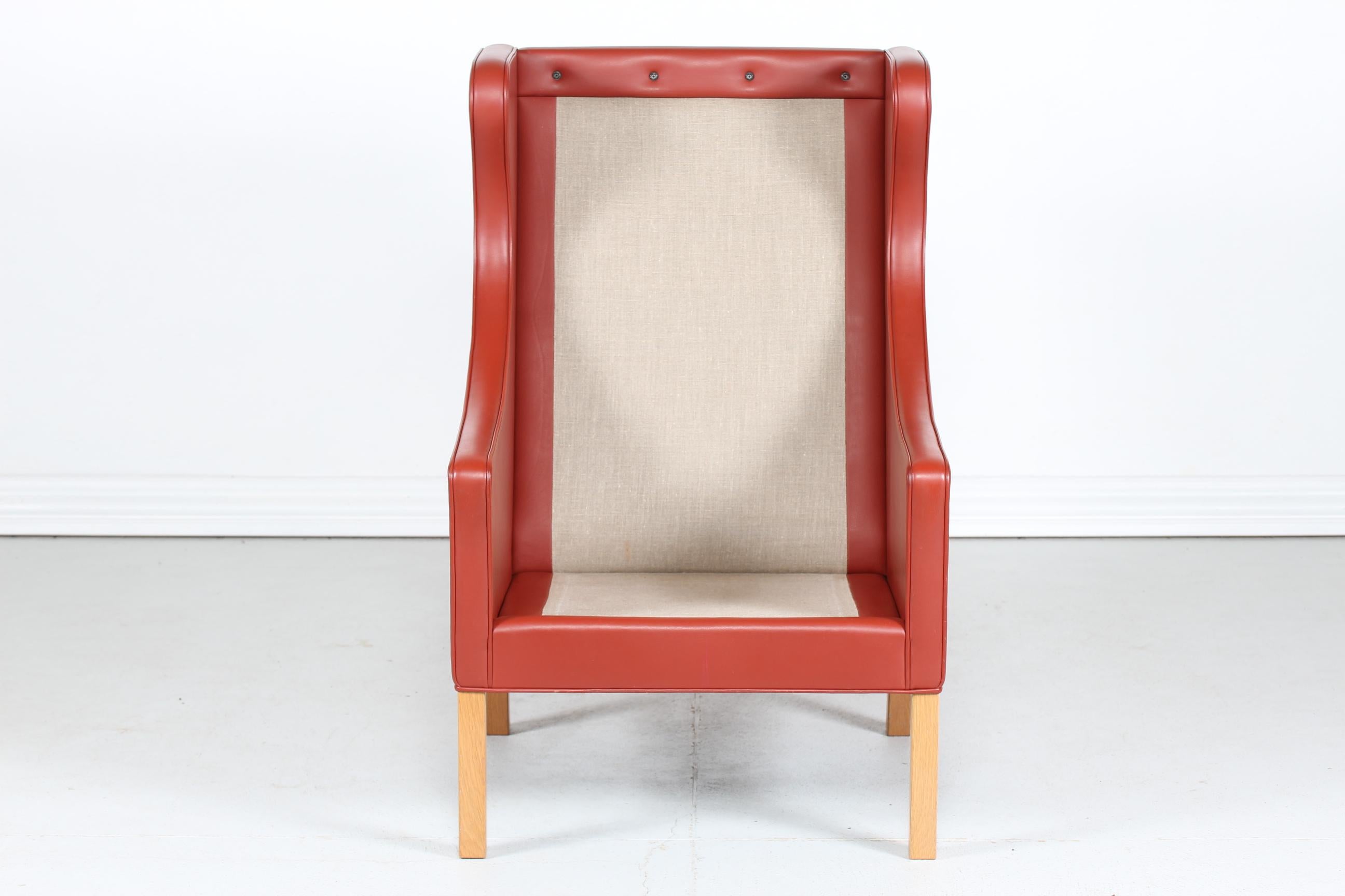 Børge Mogensen Chair 2204 with Red Brown Leather by Fredericia Stolefabrik  3