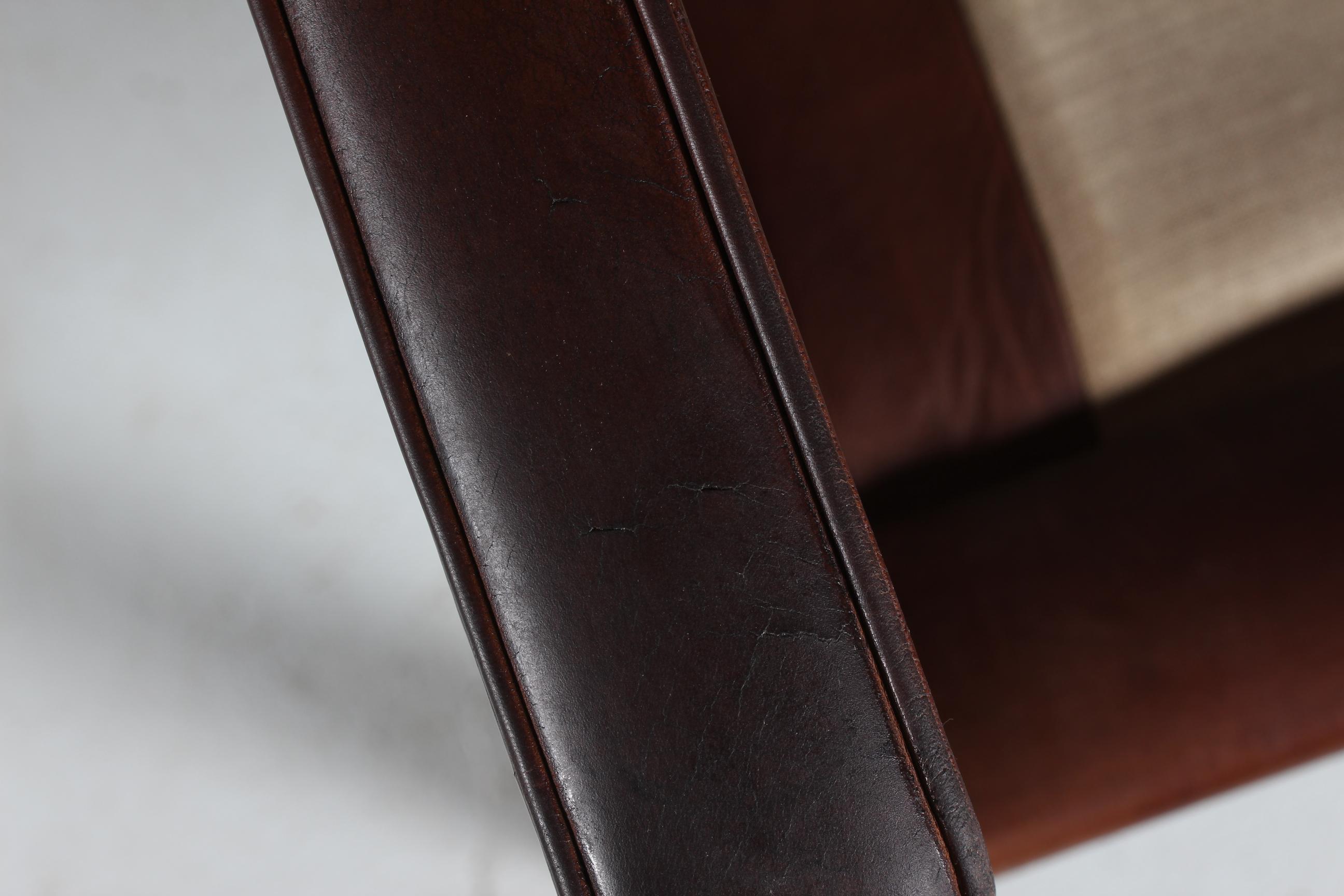 Børge Mogensen Chair with Cognac Colored Leather by Fredericia Furniture, 1970s 4