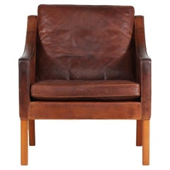 Børge Mogensen Chair with Cognac Colored Leather by Fredericia Furniture, 1970s