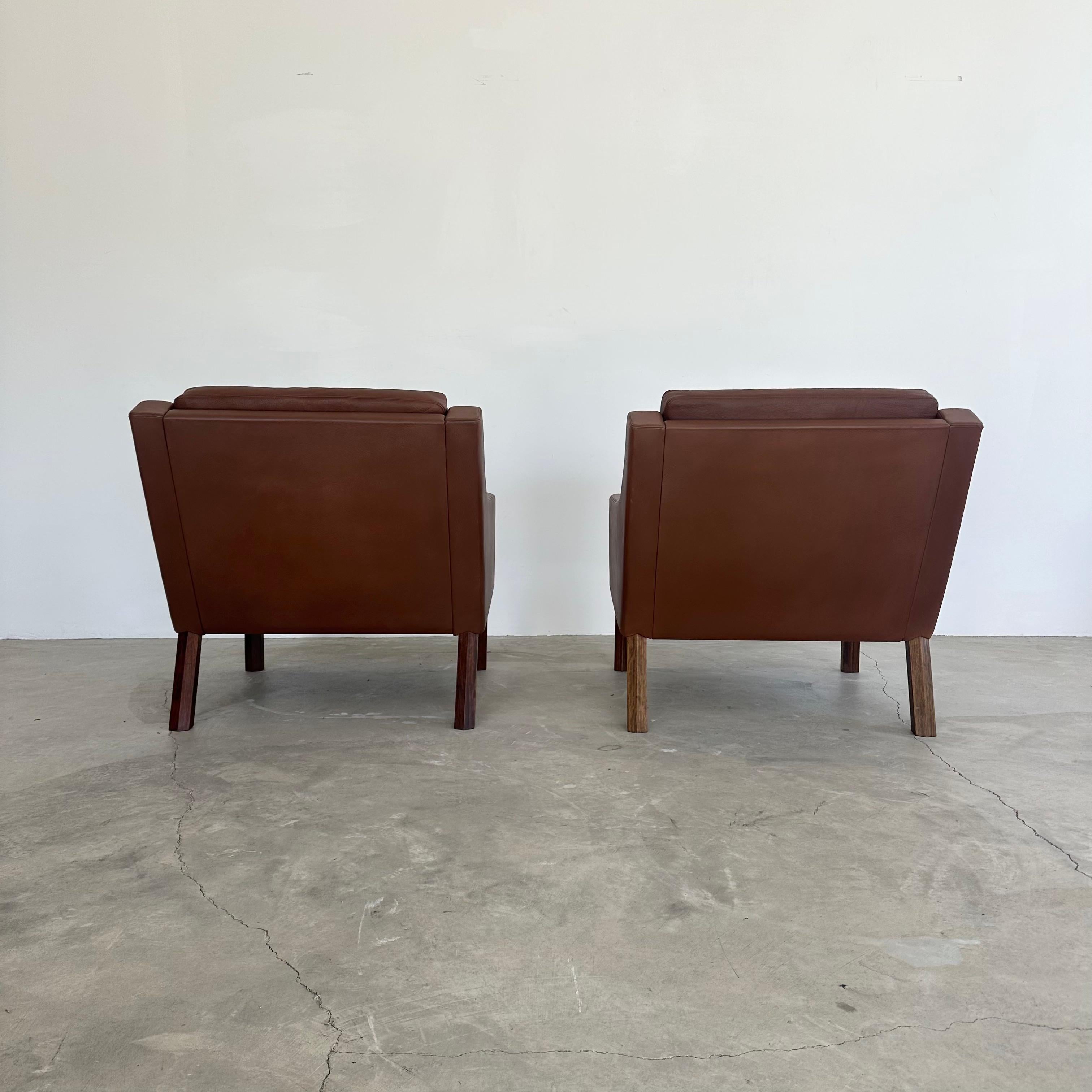 Børge Mogensen Chocolate Brown Leather Lounge Chairs, 1960s Denmark For Sale 6