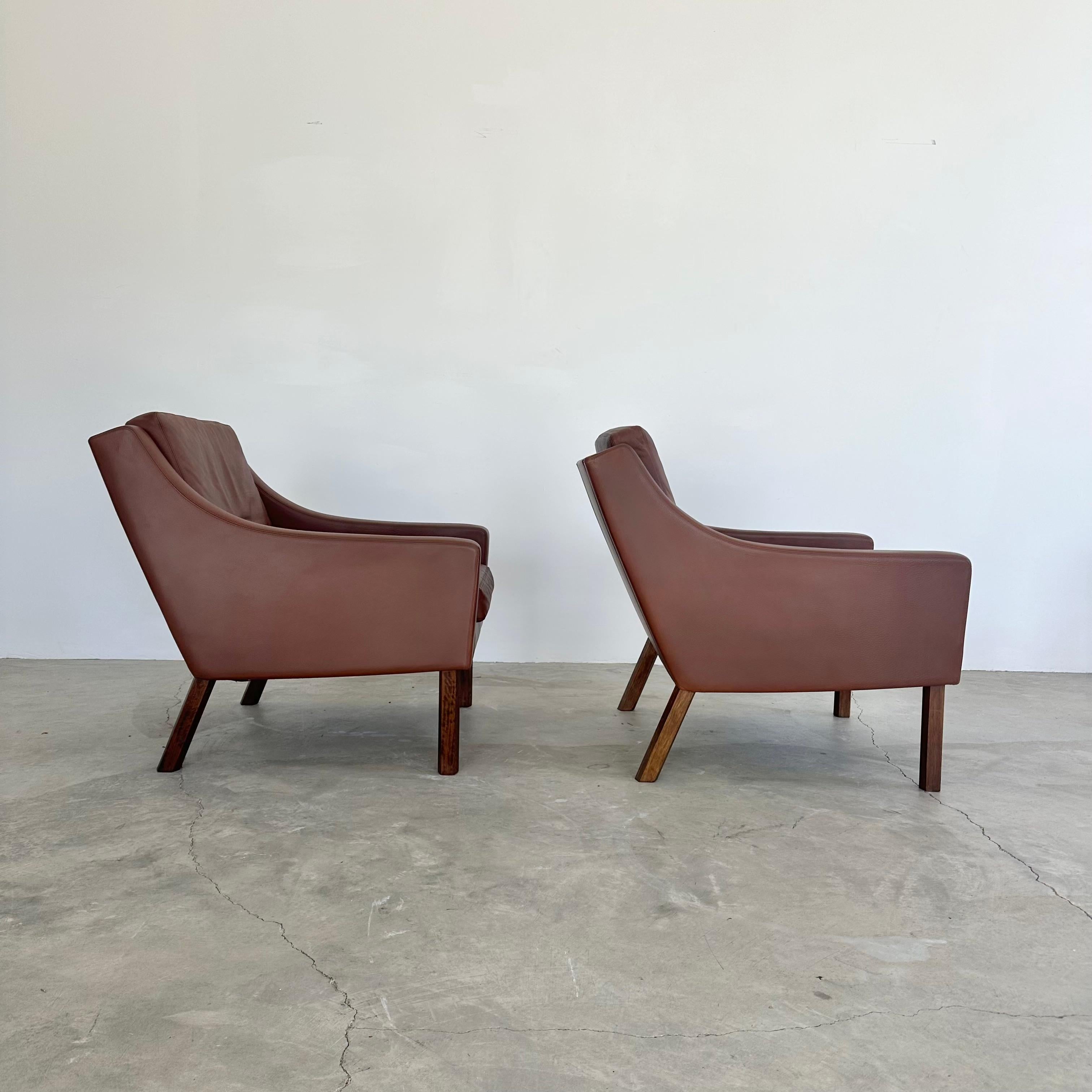 Børge Mogensen Chocolate Brown Leather Lounge Chairs, 1960s Denmark For Sale 7