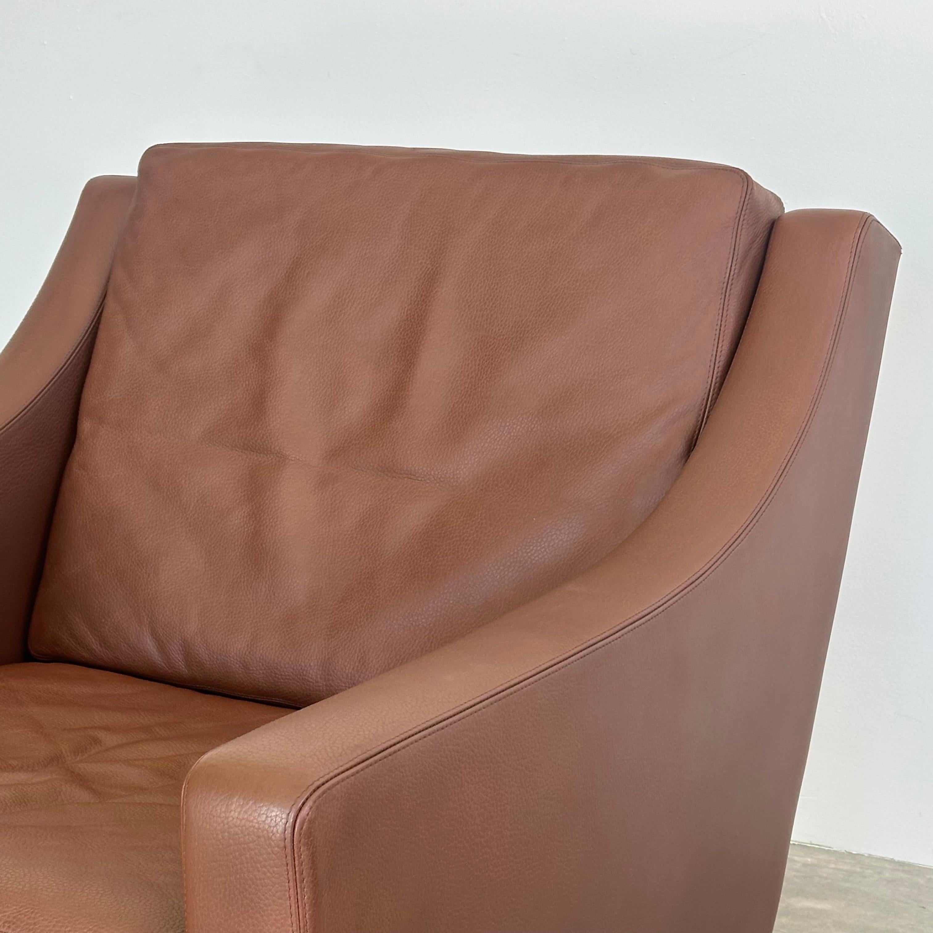 Danish Børge Mogensen Chocolate Brown Leather Lounge Chairs, 1960s Denmark For Sale