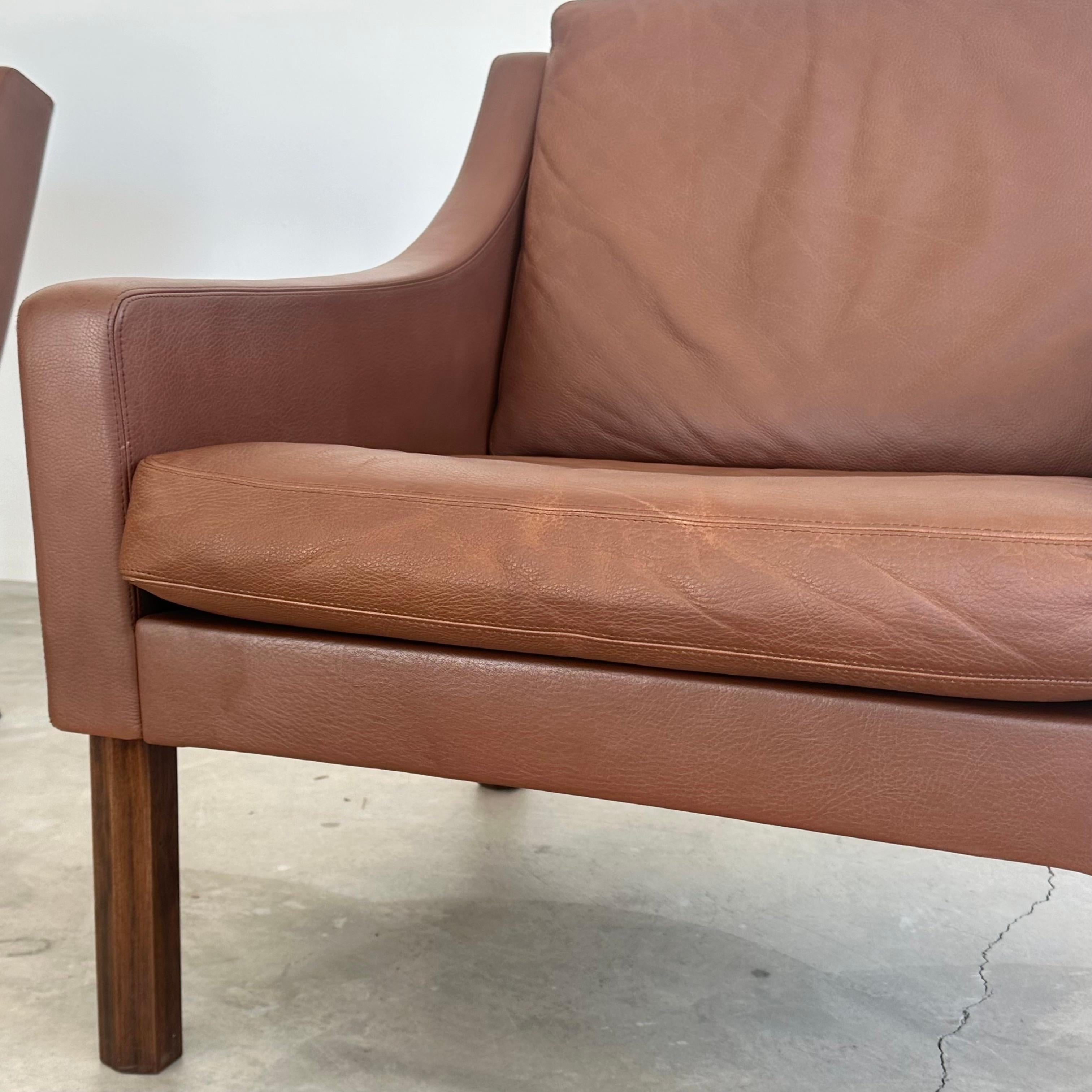 Mid-20th Century Børge Mogensen Chocolate Brown Leather Lounge Chairs, 1960s Denmark For Sale