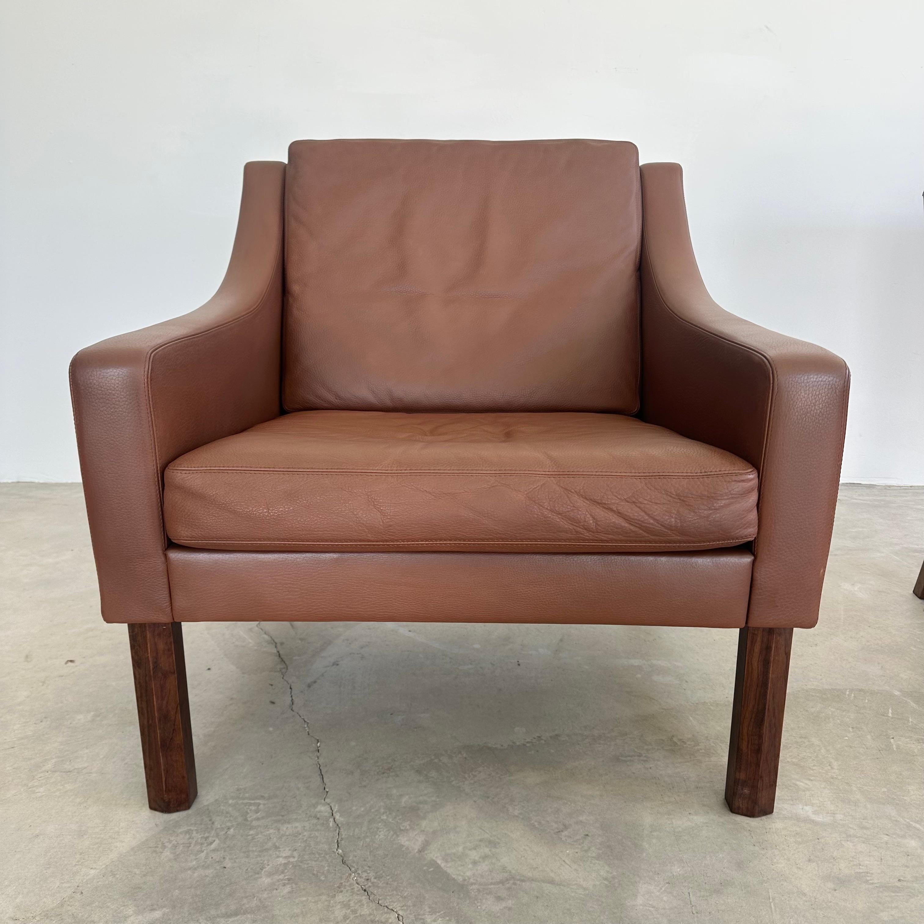 Børge Mogensen Chocolate Brown Leather Lounge Chairs, 1960s Denmark For Sale 2