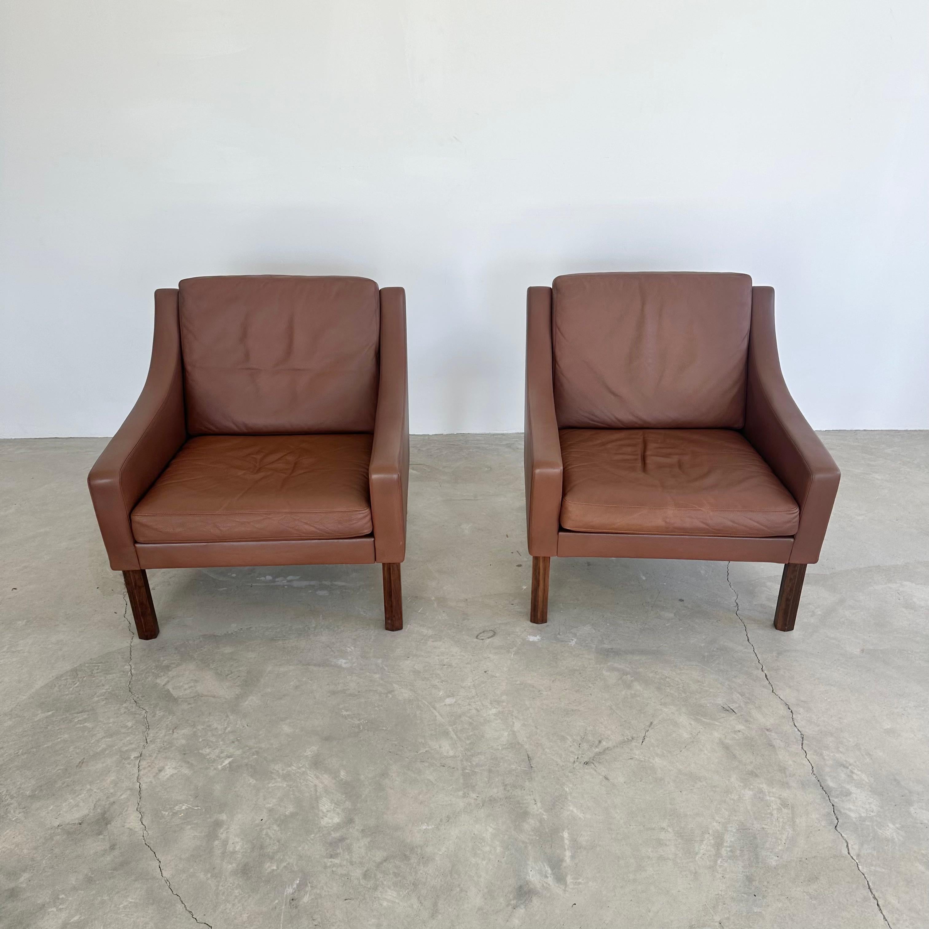 Børge Mogensen Chocolate Brown Leather Lounge Chairs, 1960s Denmark For Sale 3