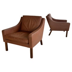 Børge Mogensen Chaises longues en cuir Brown Chocolate, 1960s Danemark