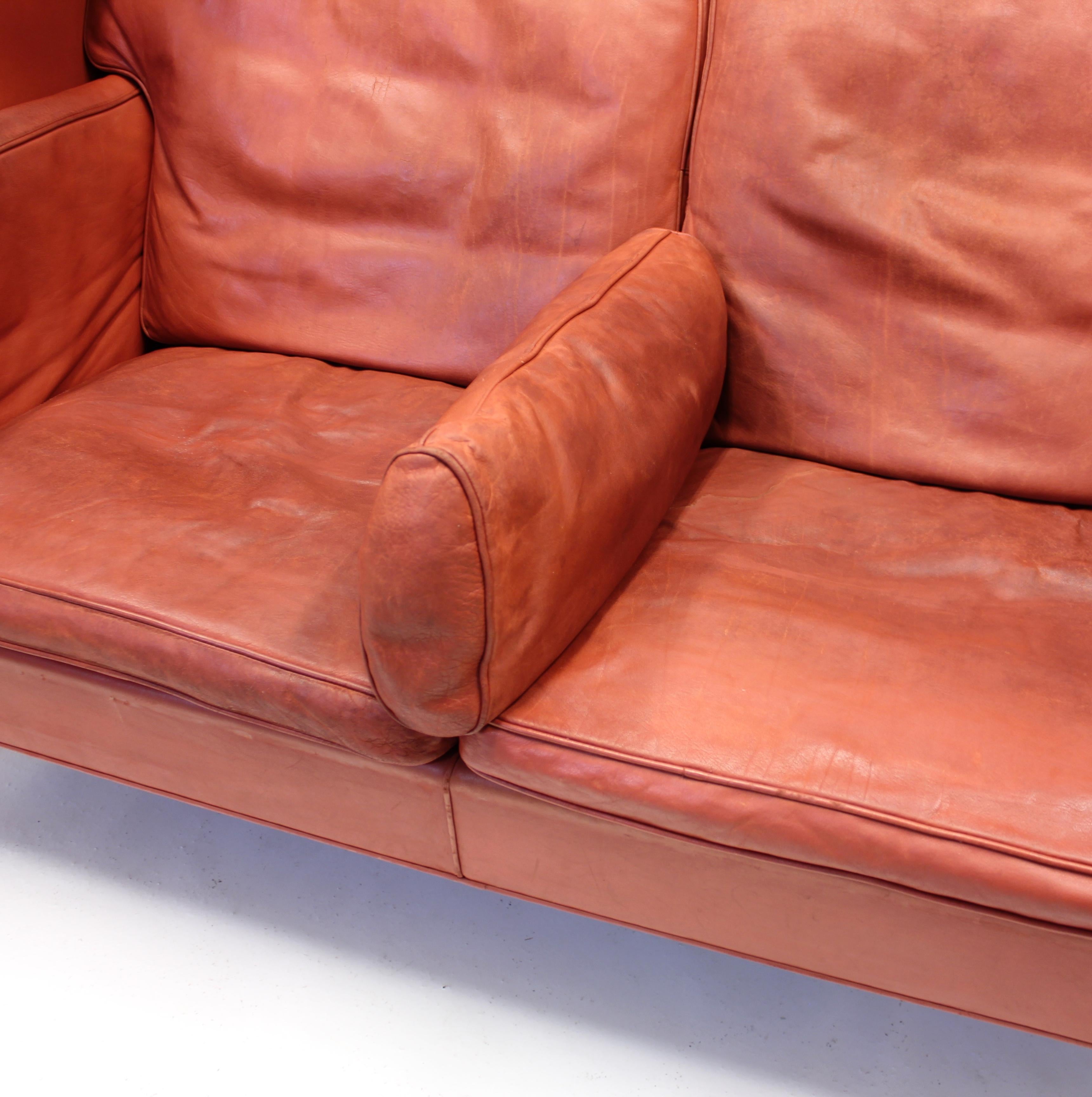 Børge Mogensen, Coupe Leather Sofa 2192, for Frederica, 1980s 4