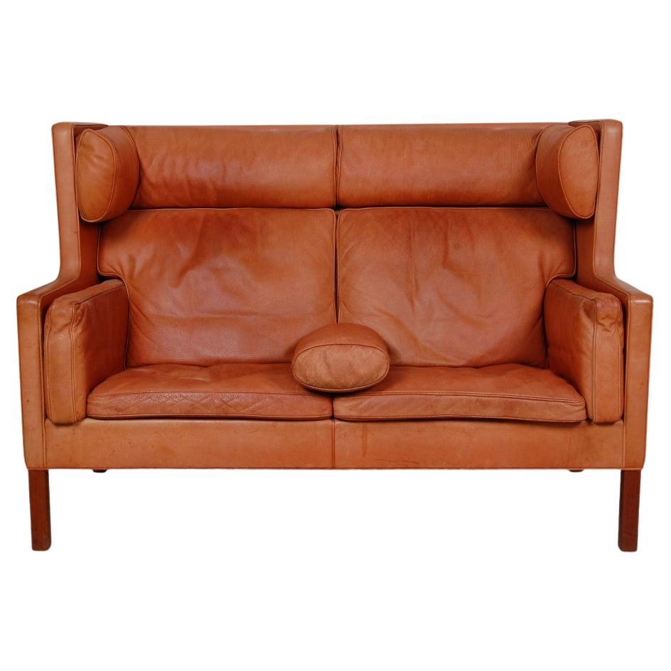 Brge Mogensen Coup Sofa 2192 in original patiniertem cognacfarbenem Leder im Angebot