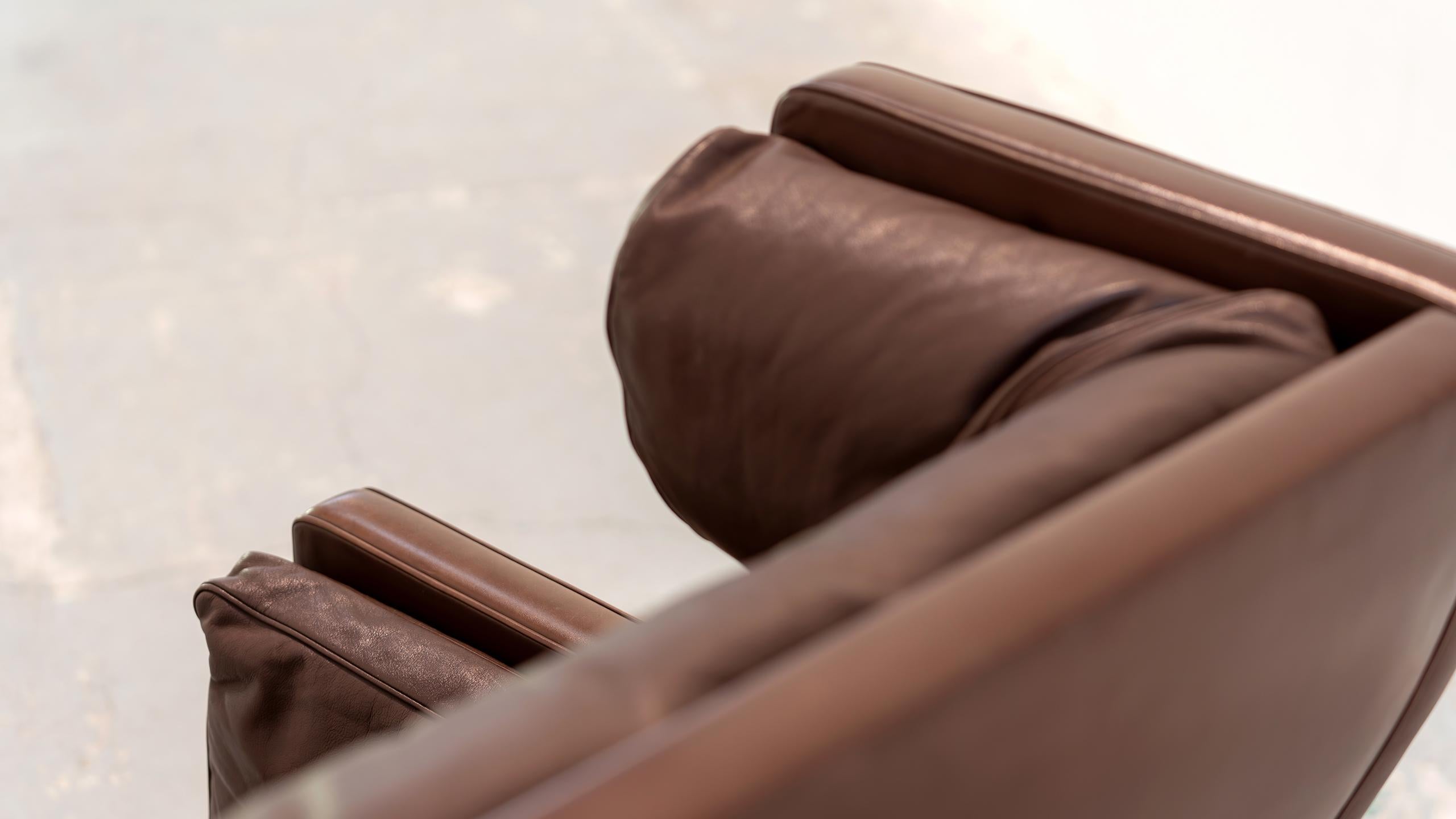 Borge Mogensen Sofa Coupé brown leather 1971 for Fredericia Denmark Mid Century For Sale 9