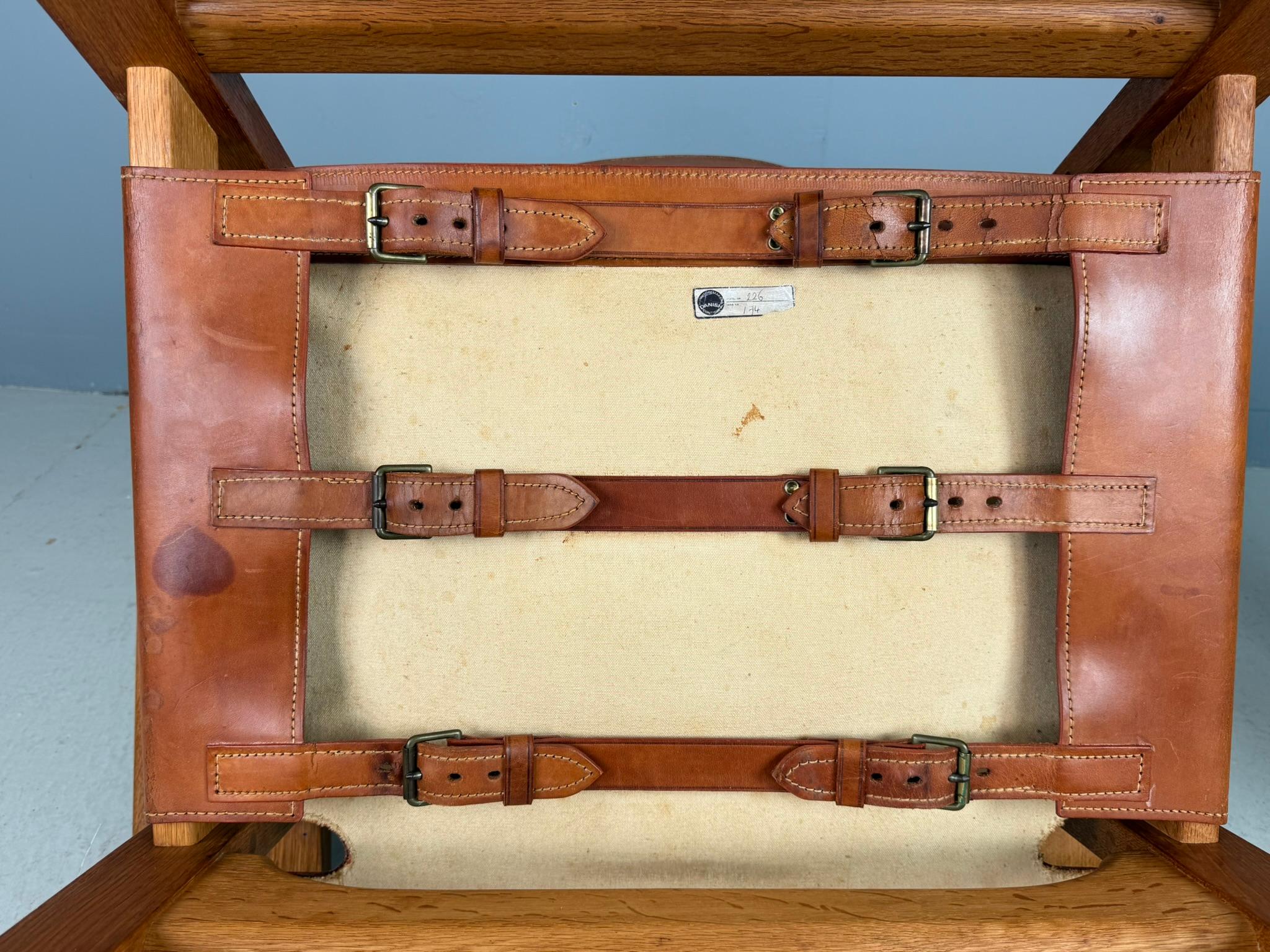 Børge Mogensen Dänisch cognac-Leder und Eiche, Spanischer Stuhl für Fredericia, 1960 im Angebot 9