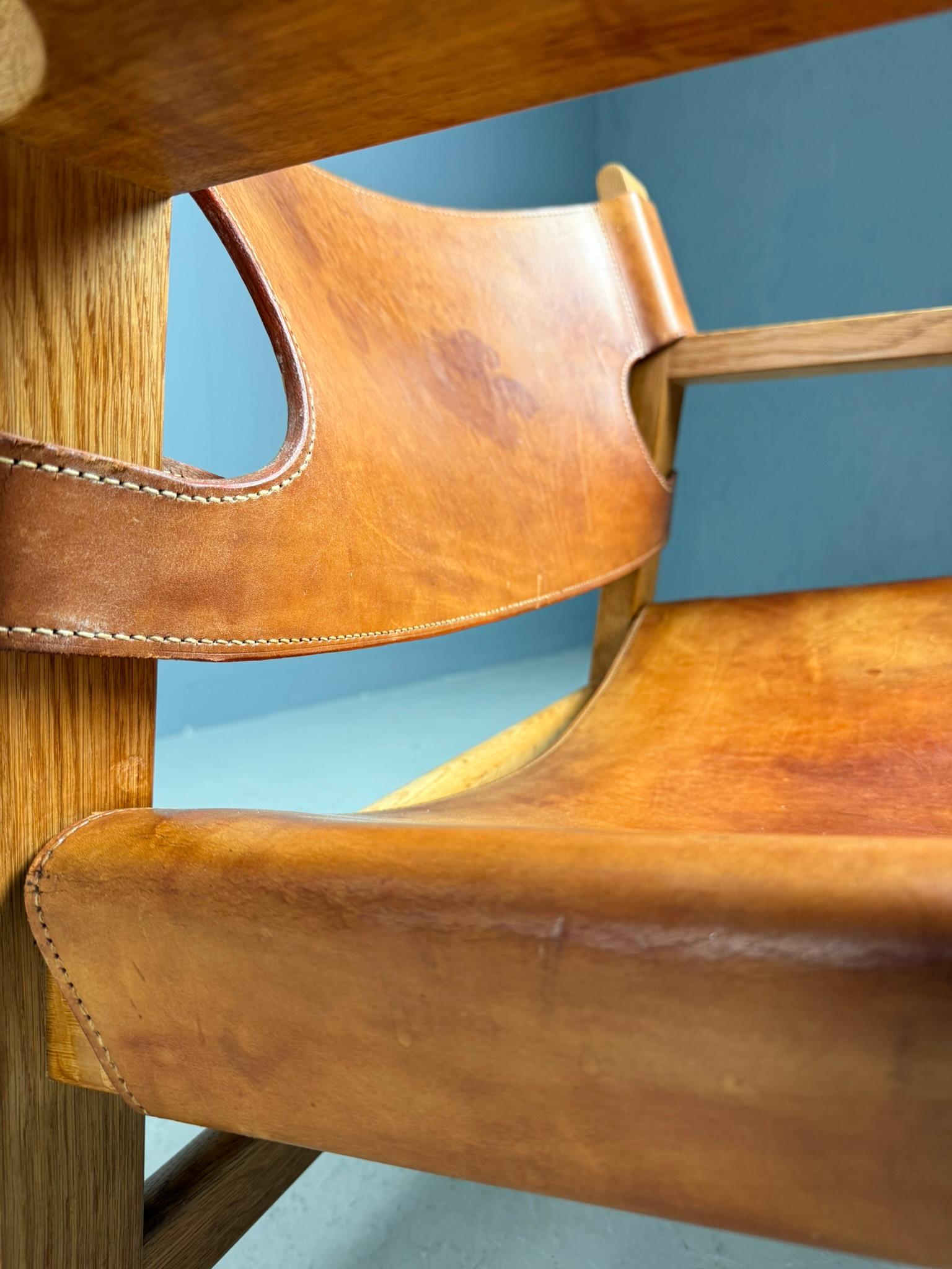 Børge Mogensen Dänisch cognac-Leder und Eiche, Spanischer Stuhl für Fredericia, 1960 im Angebot 12