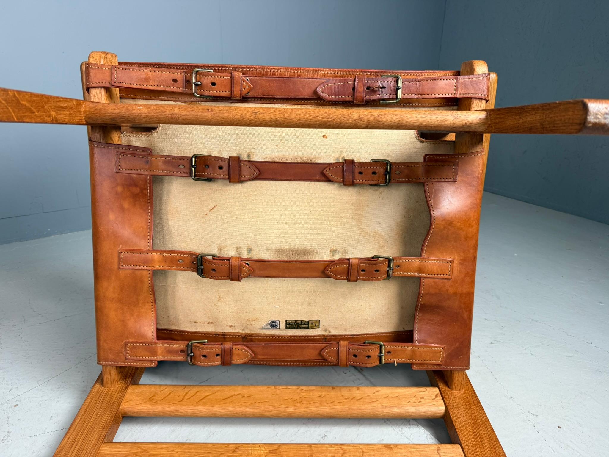 Børge Mogensen Dänisch cognac-Leder und Eiche, Spanischer Stuhl für Fredericia, 1960 im Angebot 3