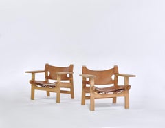 Børge Mogensen Danish Modern Lounge "Spanish Chairs" in Oak and Saddle Leather