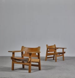 Børge Mogensen Danish Modern "Spanish Chairs" no. 2226 in Oak and Saddle Leather