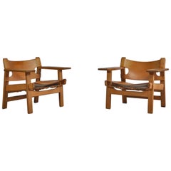 Børge Mogensen Danish Modern "Spanish Chairs" no. 2226 in Oak and Saddle Leather