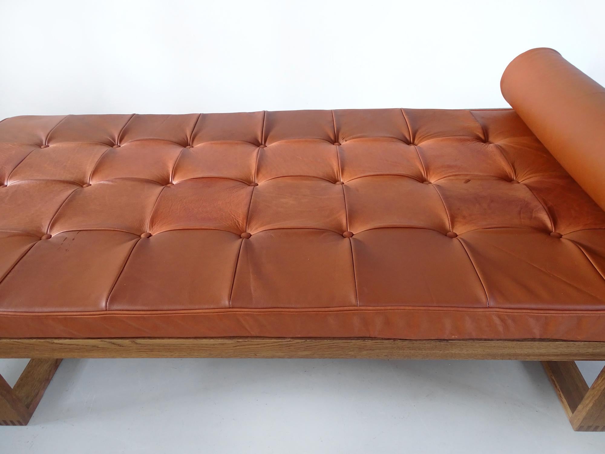 Børge Mogensen Daybed in Oak and Leather for Fredericia, Denmark, 1962 4