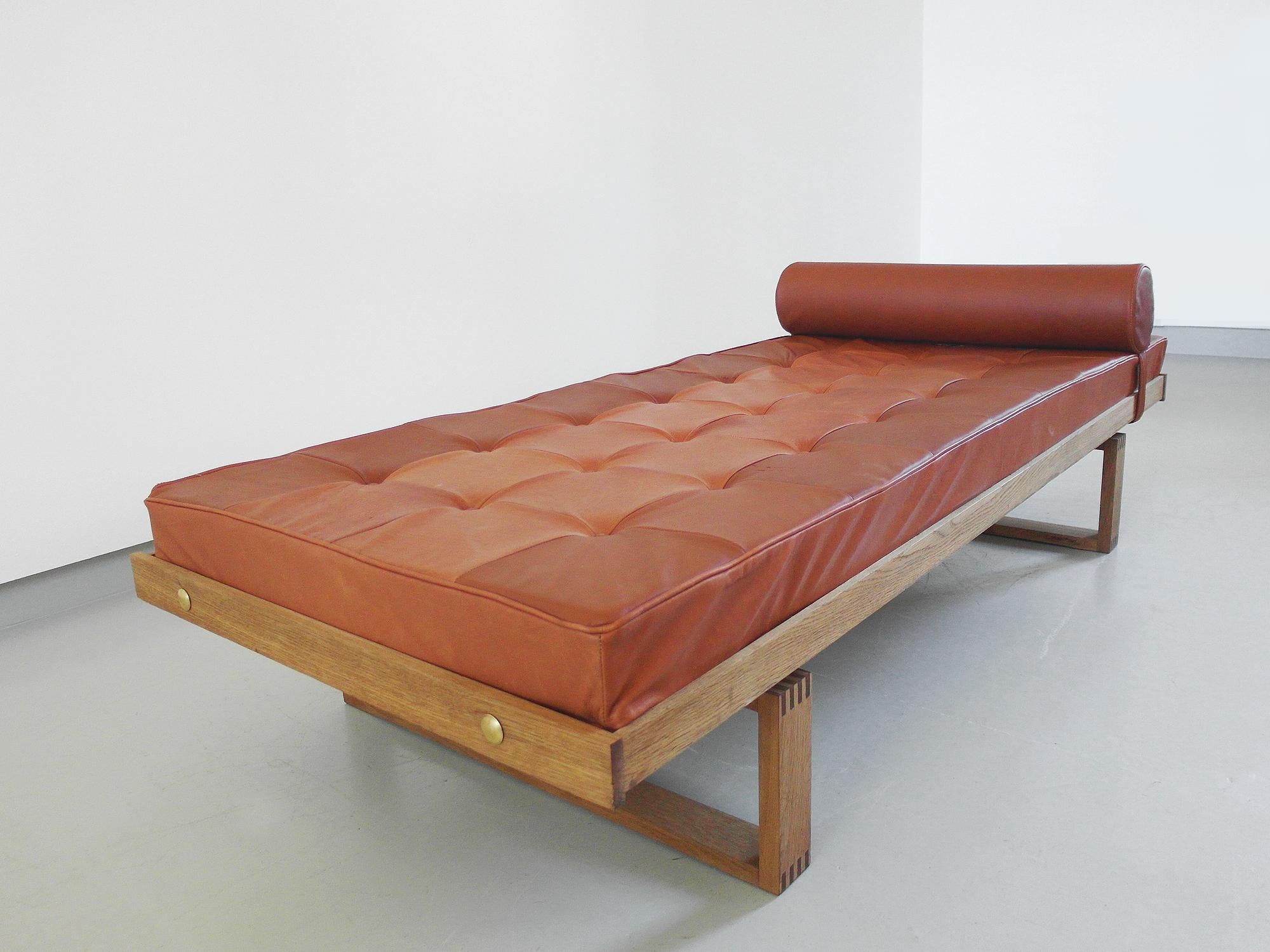 Danish Børge Mogensen Daybed in Oak and Leather for Fredericia, Denmark, 1962