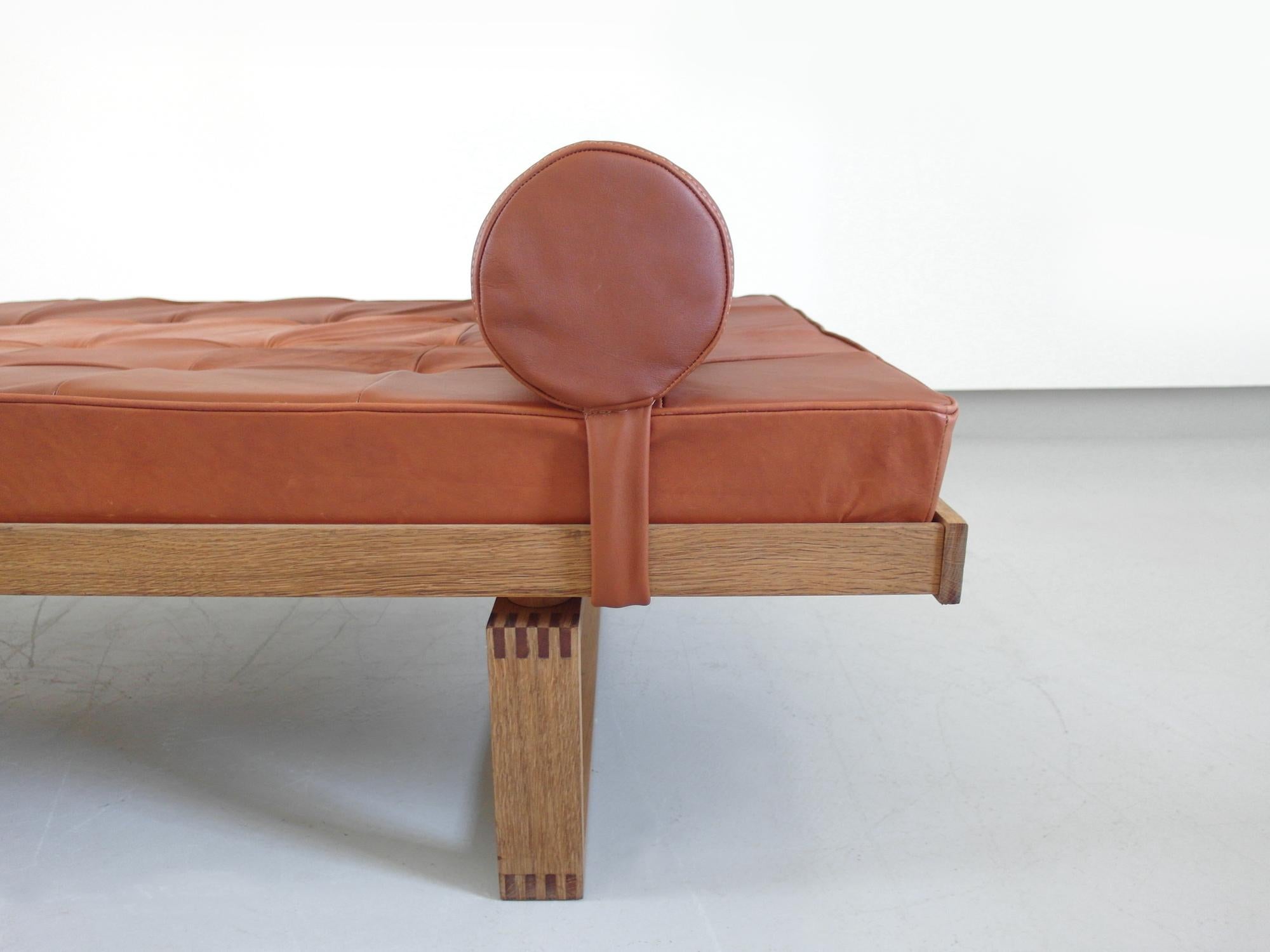 Mid-20th Century Børge Mogensen Daybed in Oak and Leather for Fredericia, Denmark, 1962