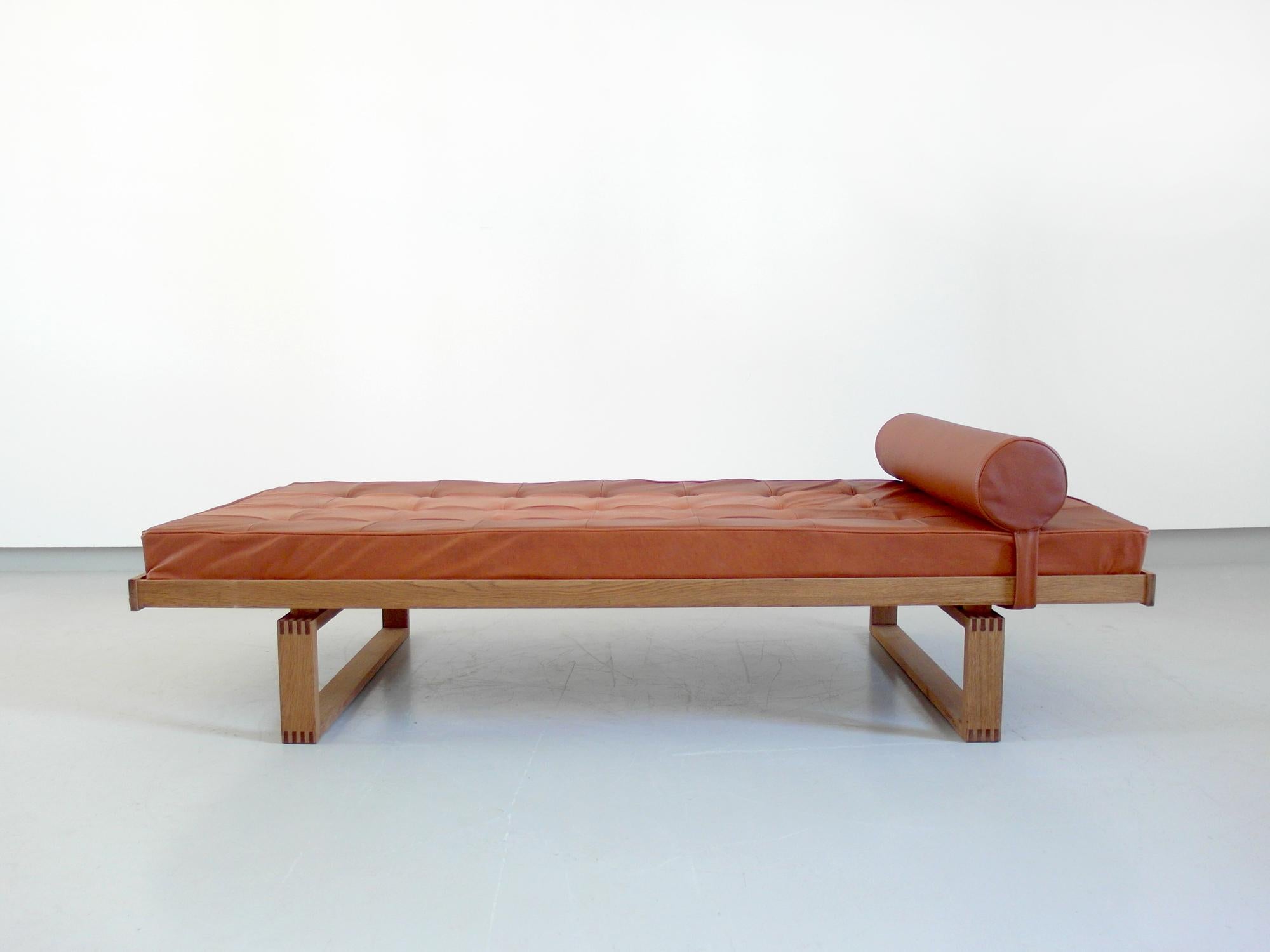 Børge Mogensen Daybed in Oak and Leather for Fredericia, Denmark, 1962 1