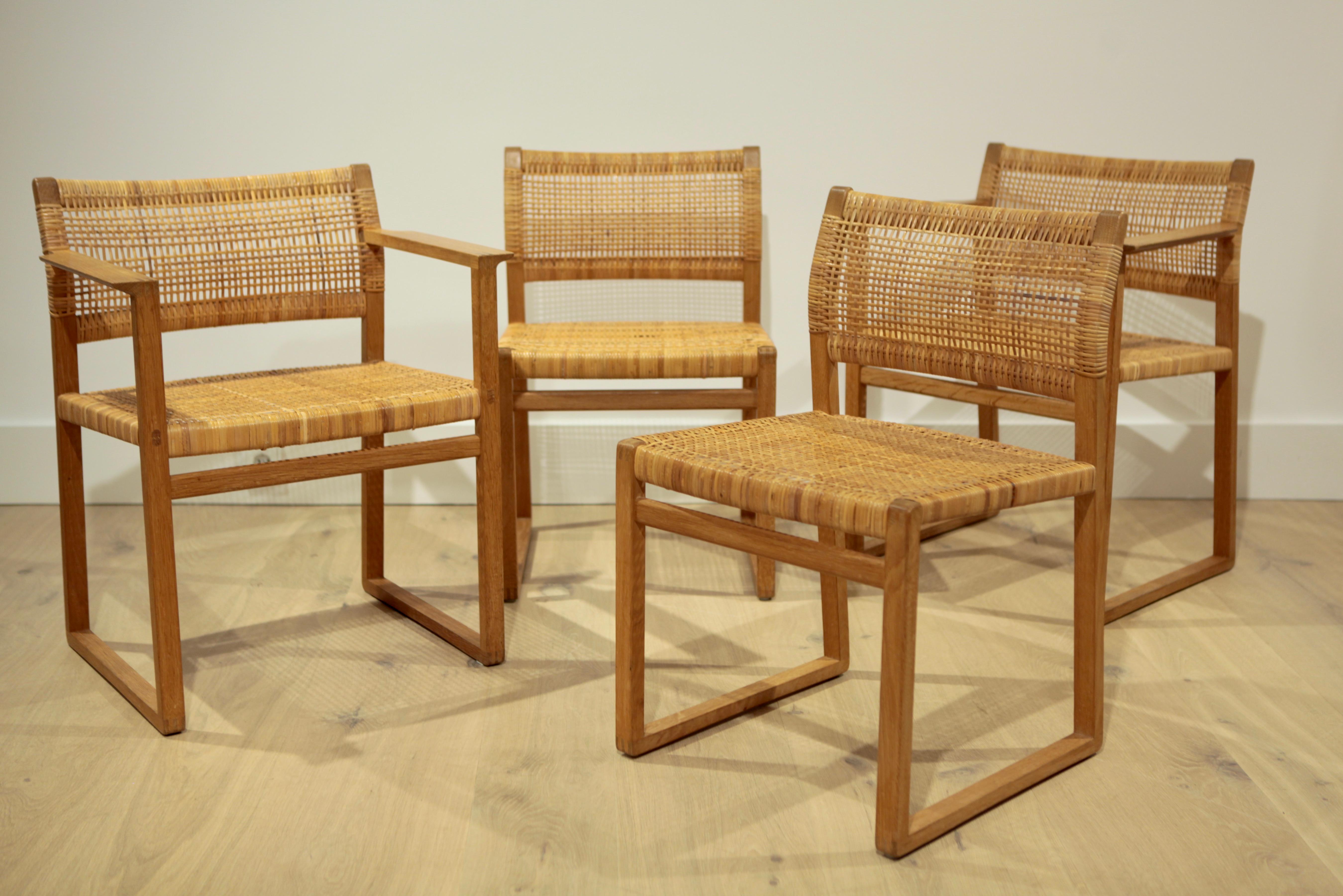Børge Mogensen, Dining Chairs in Oak and Woven Cane, Denmark, 1957 4