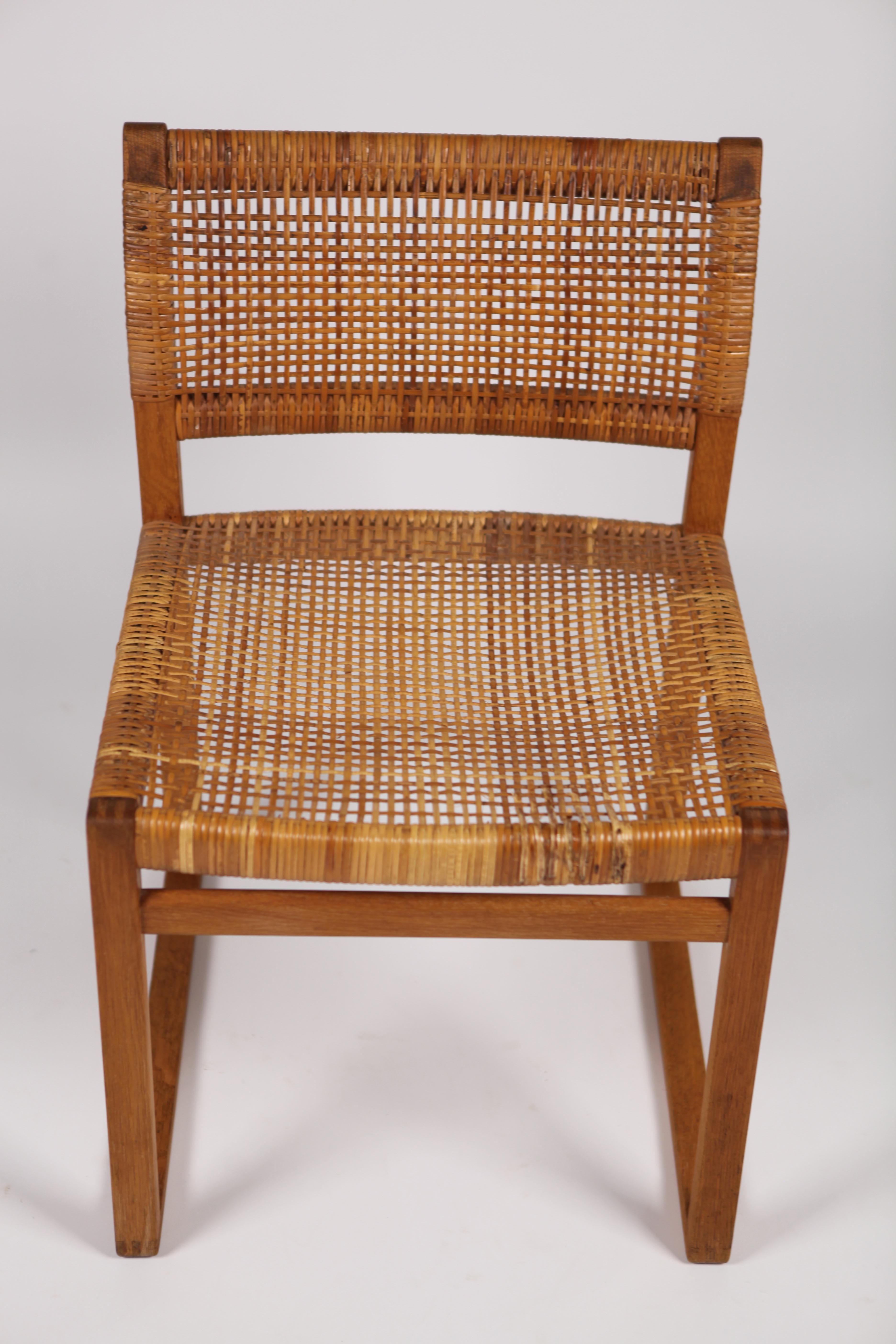 Børge Mogensen, Dining Chairs in Oak and Woven Cane, Denmark, 1957 8