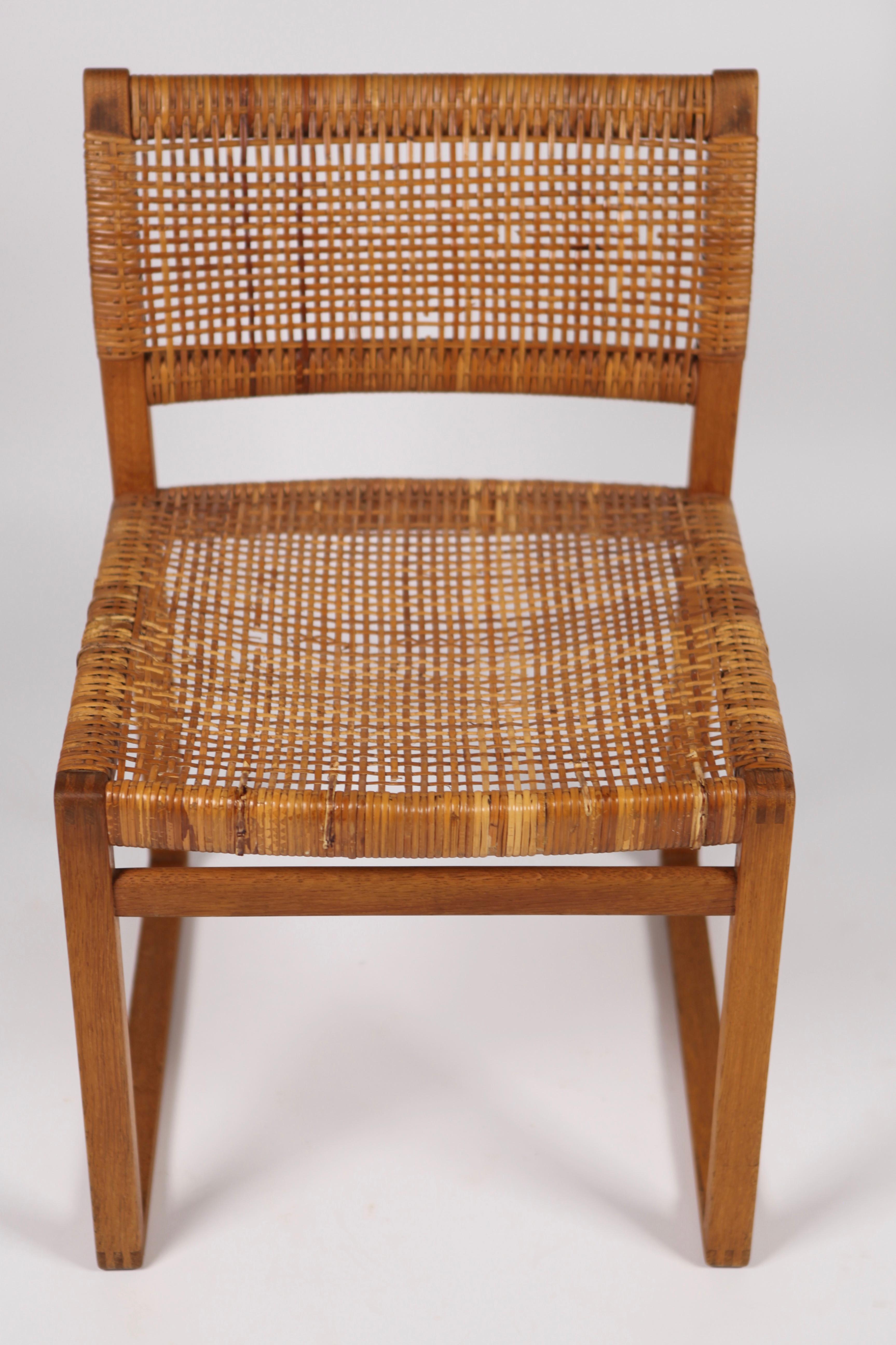 Børge Mogensen, Dining Chairs in Oak and Woven Cane, Denmark, 1957 10