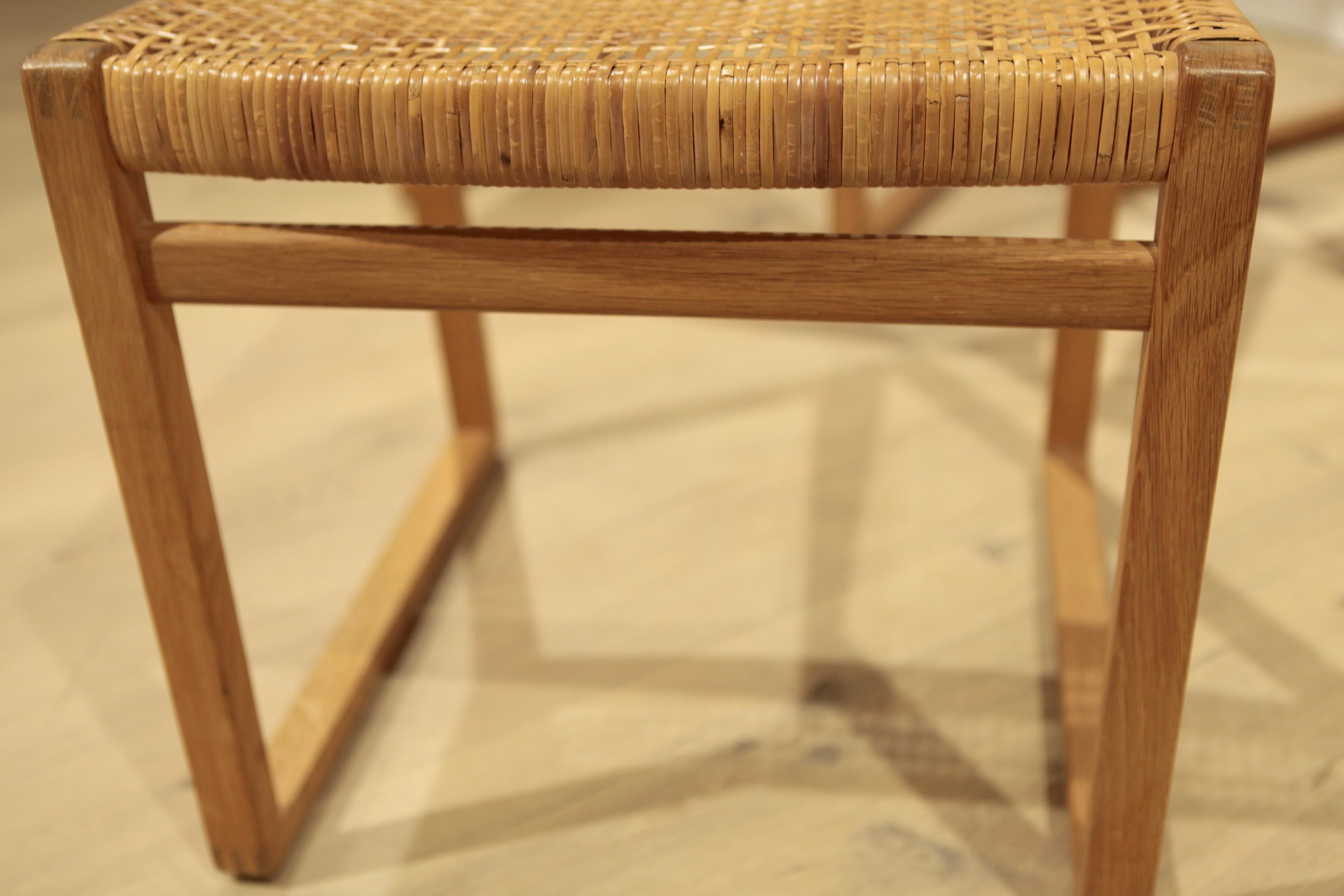 Børge Mogensen, Dining Chairs in Oak and Woven Cane, Denmark, 1957 1