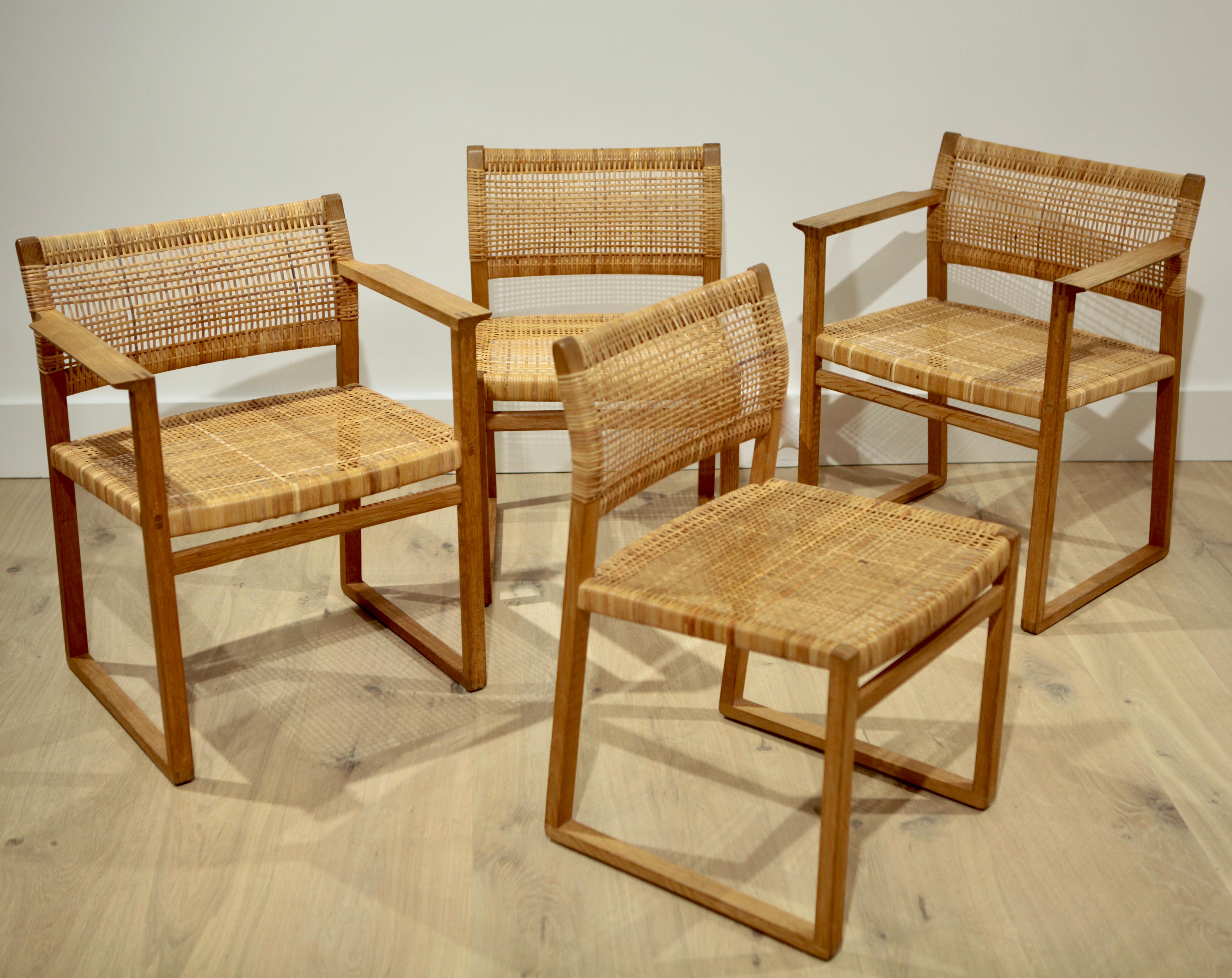 Børge Mogensen, Dining Chairs in Oak and Woven Cane, Denmark, 1957 2