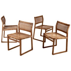 Børge Mogensen, Dining Chairs in Oak and Woven Cane, Denmark, 1957