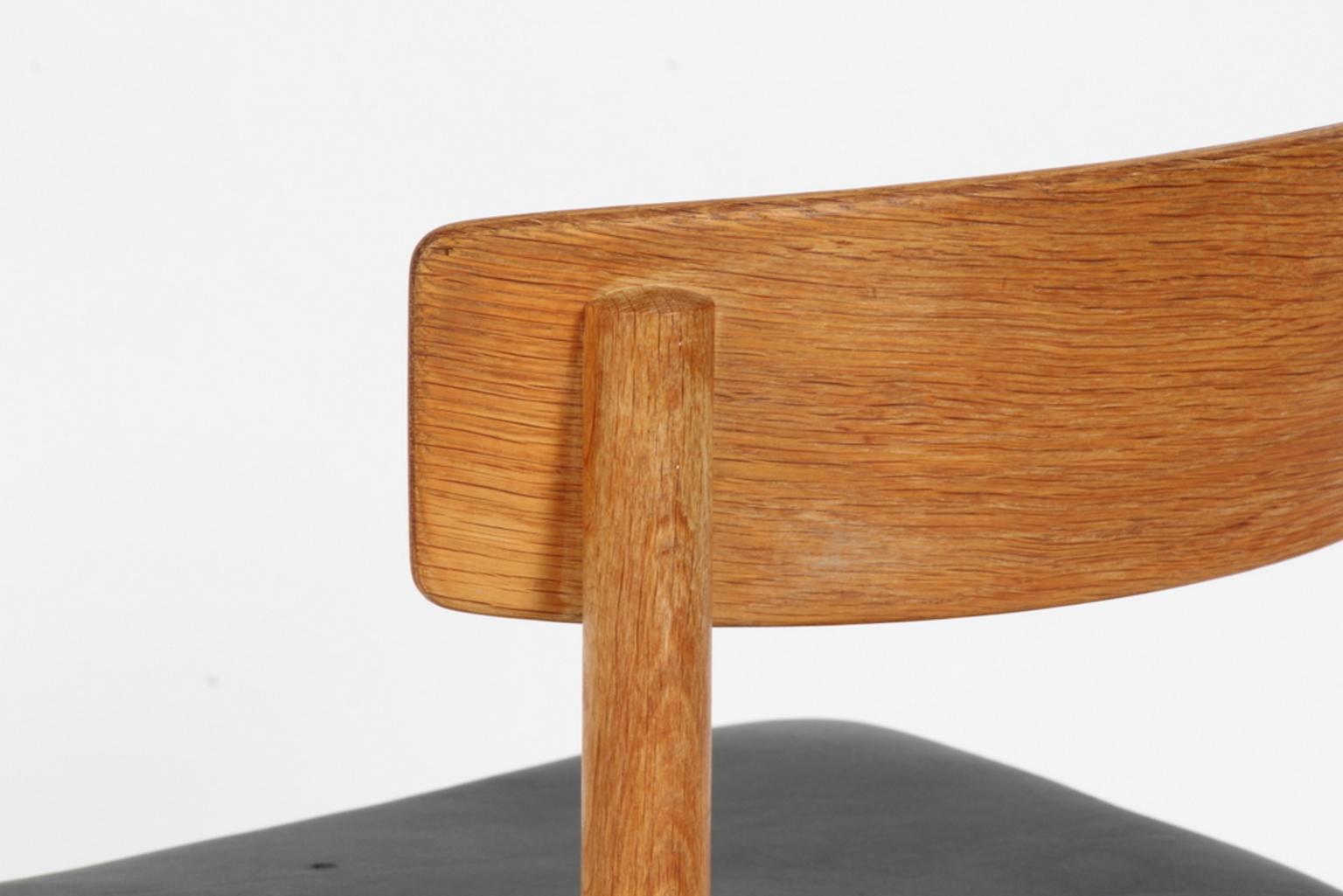 Børge Mogensen Dining Chairs, Model 3236, Oak and Black Nevada Leather (Dänisch)