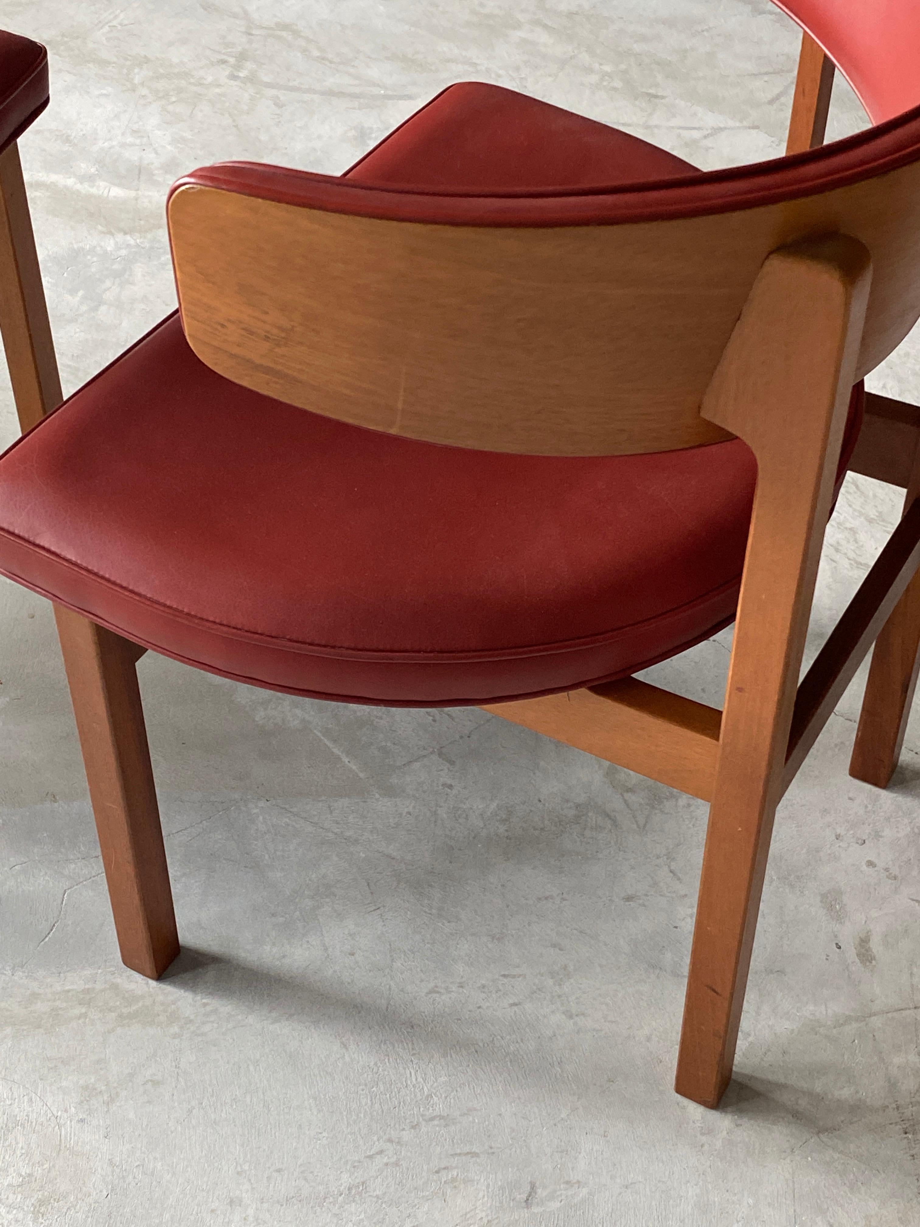 Mid-Century Modern Børge Mogensen, Dining Chairs, Solid Oak, Leather, Frederica Furniture, Denmark