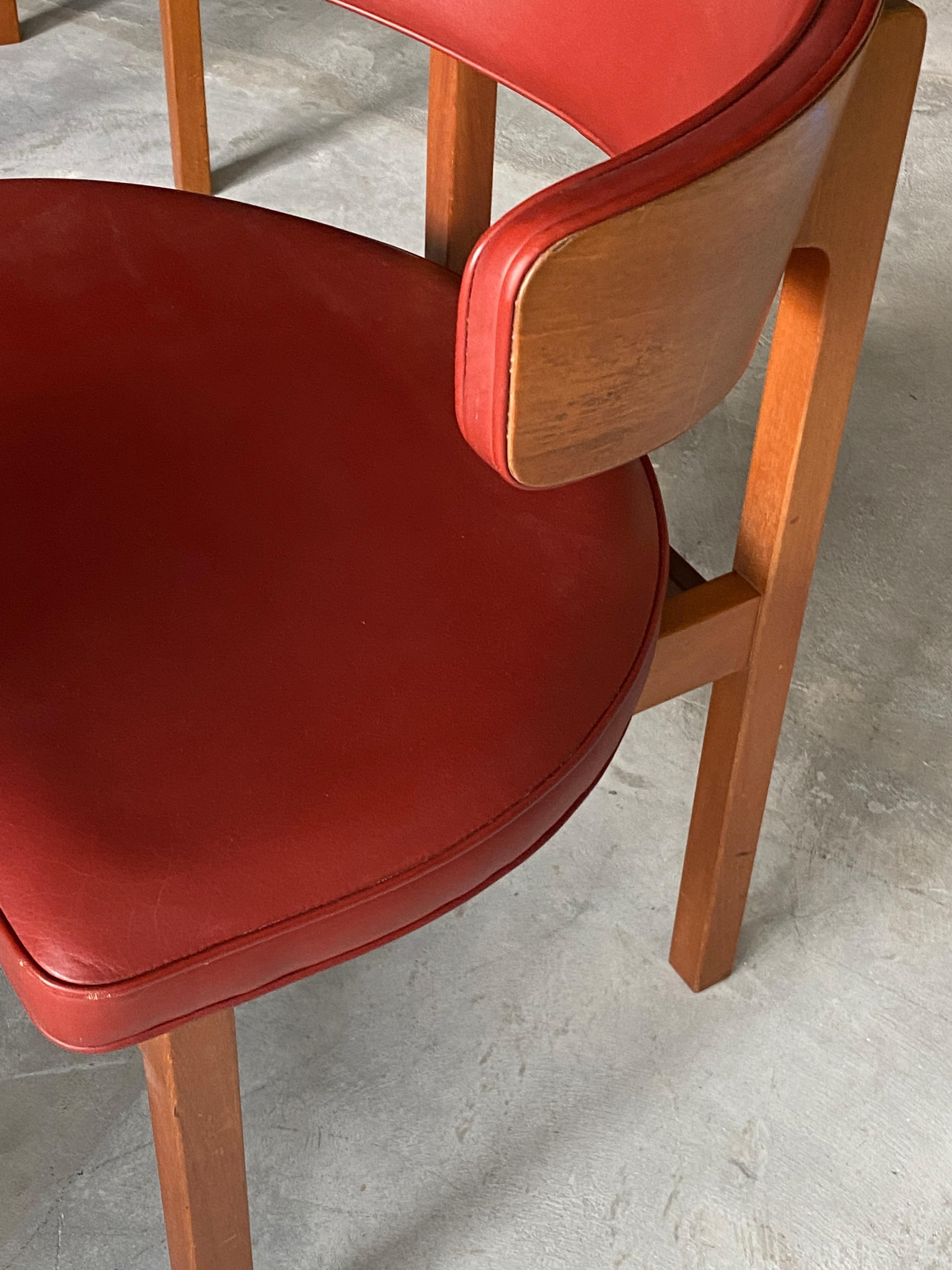 Børge Mogensen, Dining Chairs, Solid Oak, Leather, Frederica Furniture, Denmark 1