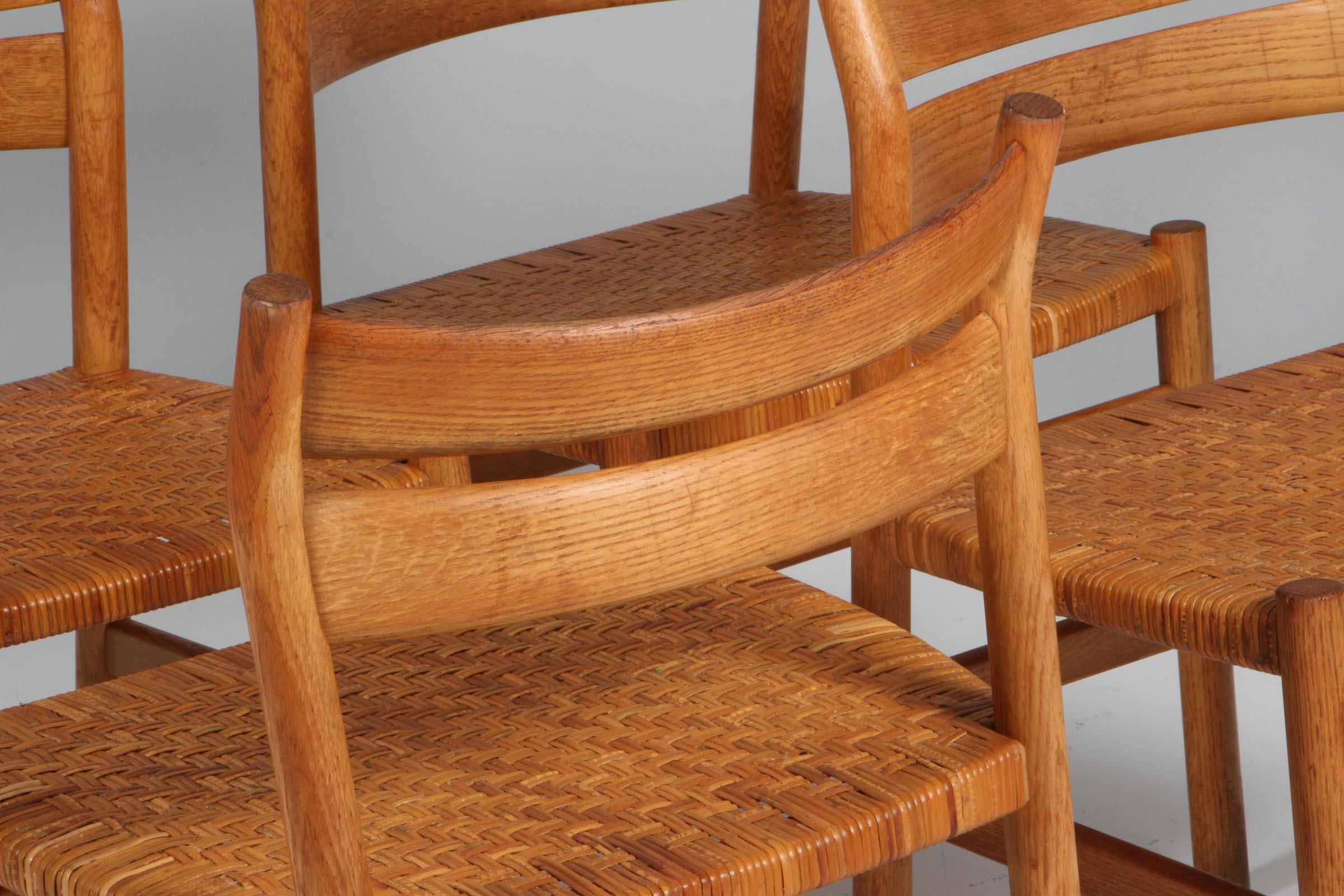 Børge Mogensen dining chairs with cane seat, oak, BM1 3