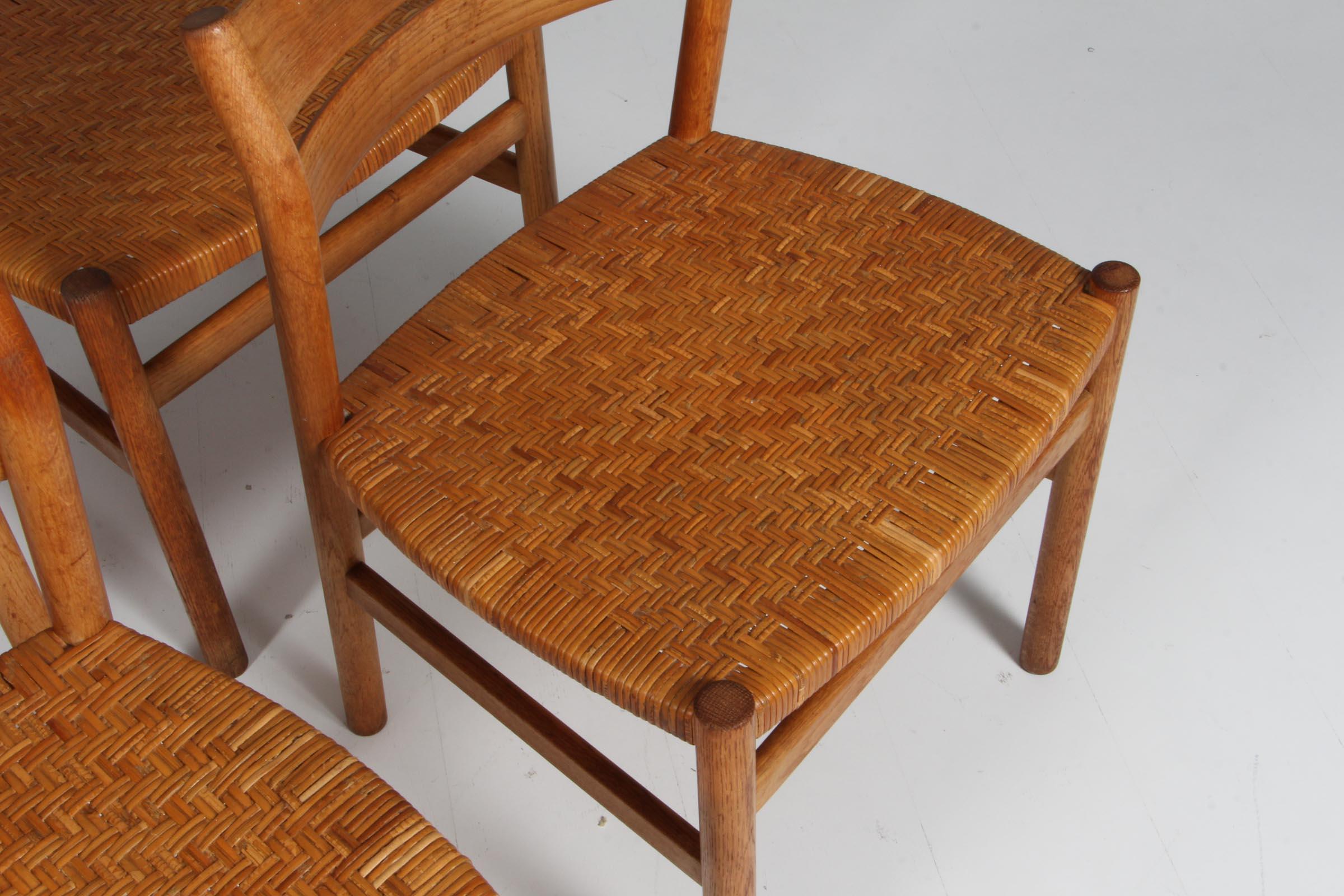 Cane Børge Mogensen dining chairs with cane seat, oak, BM1