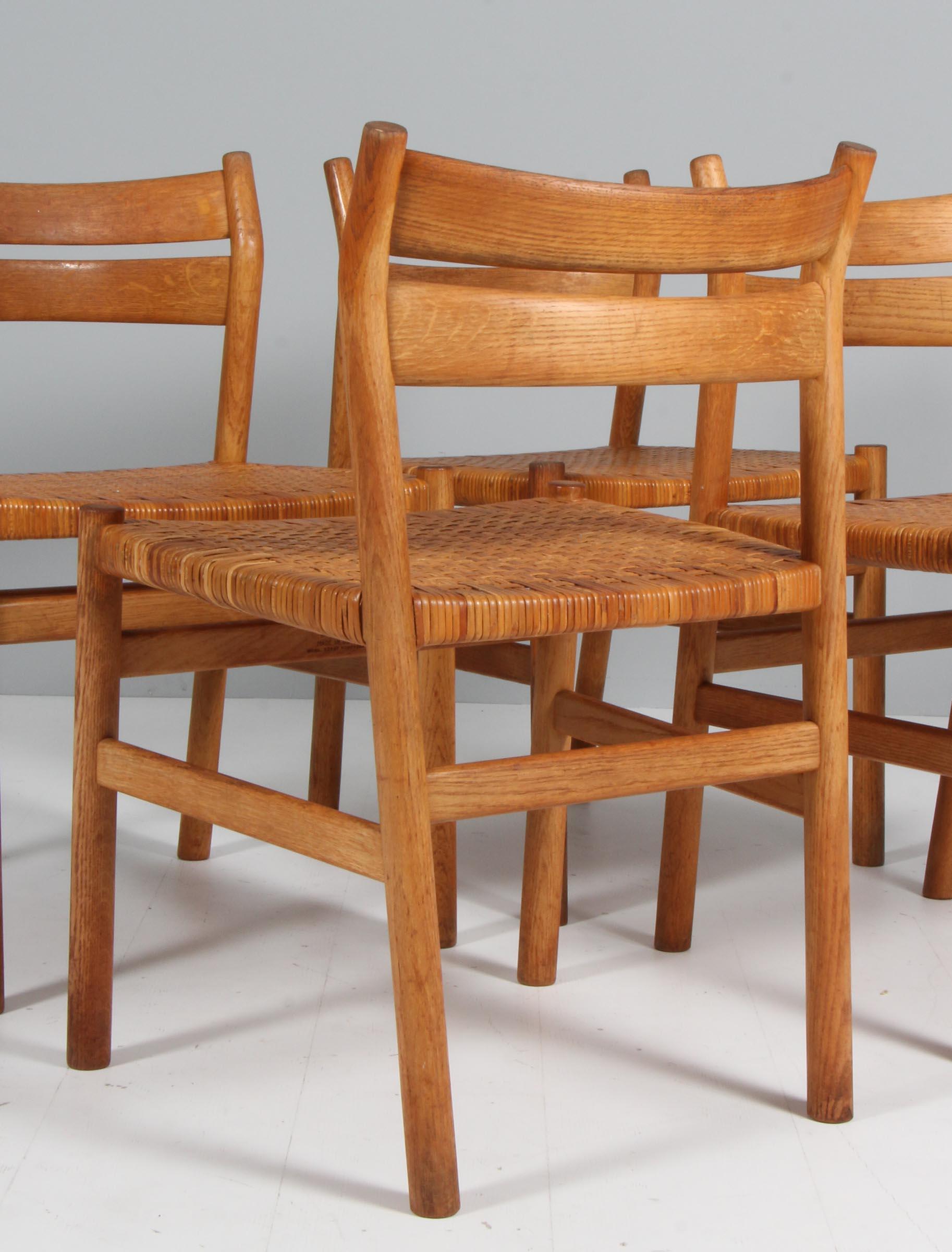 Børge Mogensen dining chairs with cane seat, oak, BM1 2