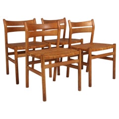 Chaises de salle à manger Børge Mogensen avec assise cannée, chêne, BM1