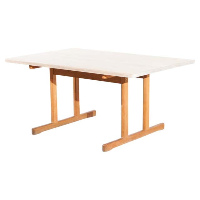 Danish Mid Century Oak Wooden Drop-Leaf Library Table by Børge Mogensen ...