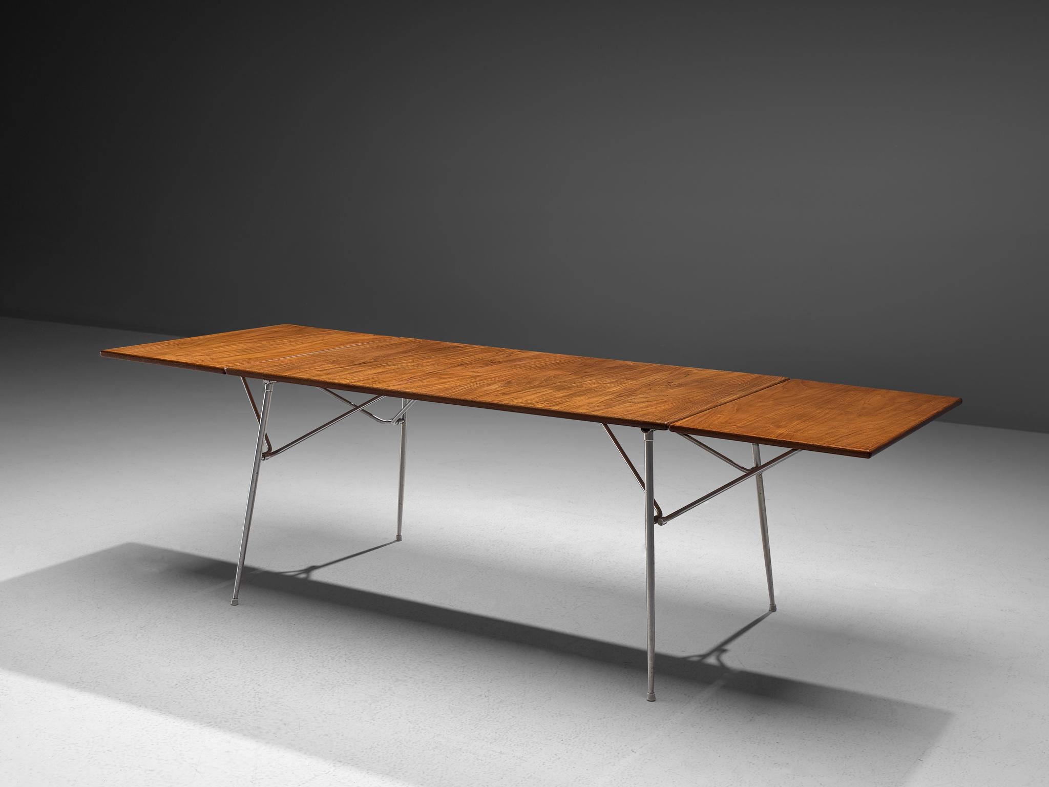 Børge Mogensen Drop-Leaf Dining Table in Teak and Steel  For Sale 1