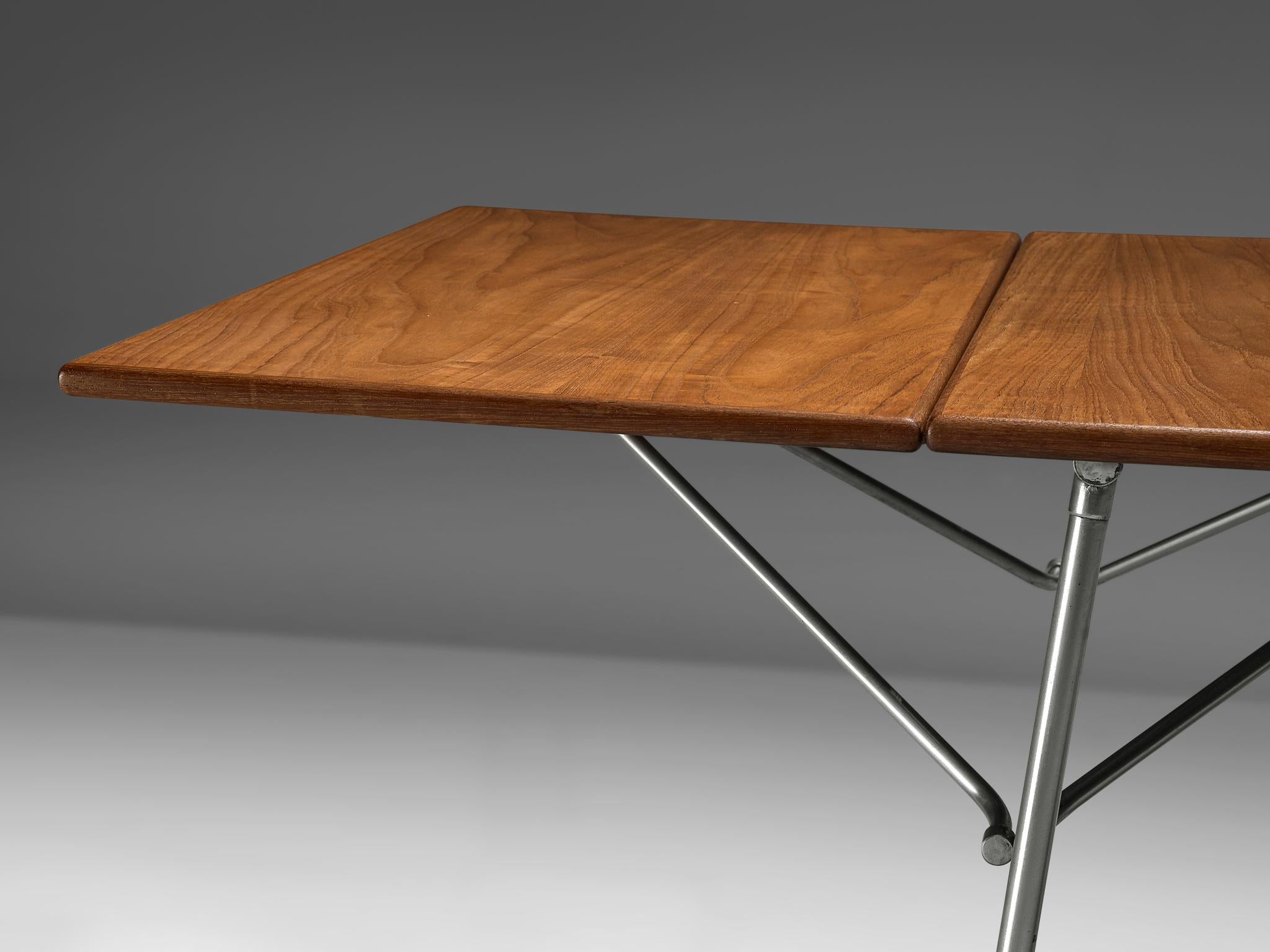 Børge Mogensen Drop-Leaf Dining Table in Teak and Steel 1