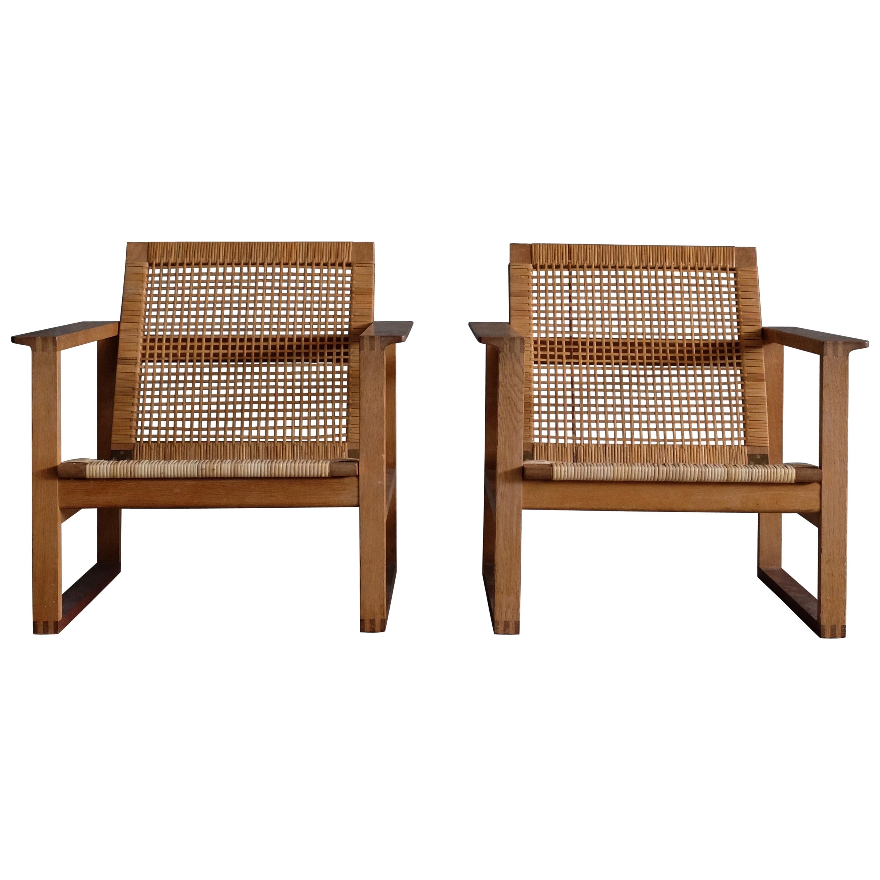 Børge Mogensen Easy Chairs and Ottoman Model 2256/Slædestolen, 1960s