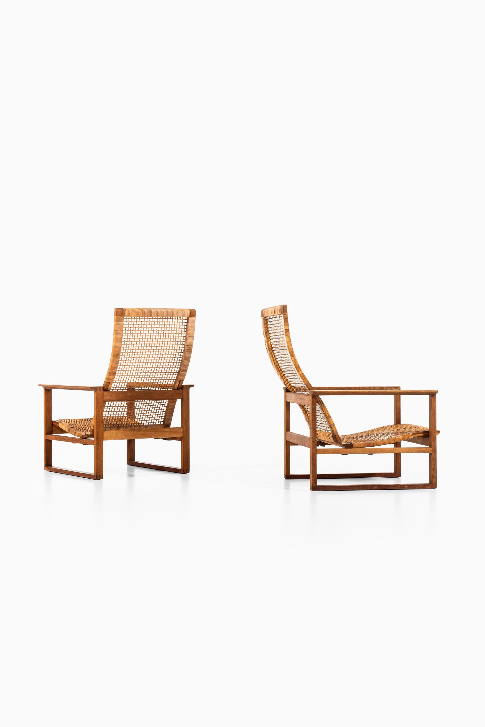 Brass Børge Mogensen Easy Chairs Model Bm-2254 by Fredericia Stolefabrik in Denmark For Sale