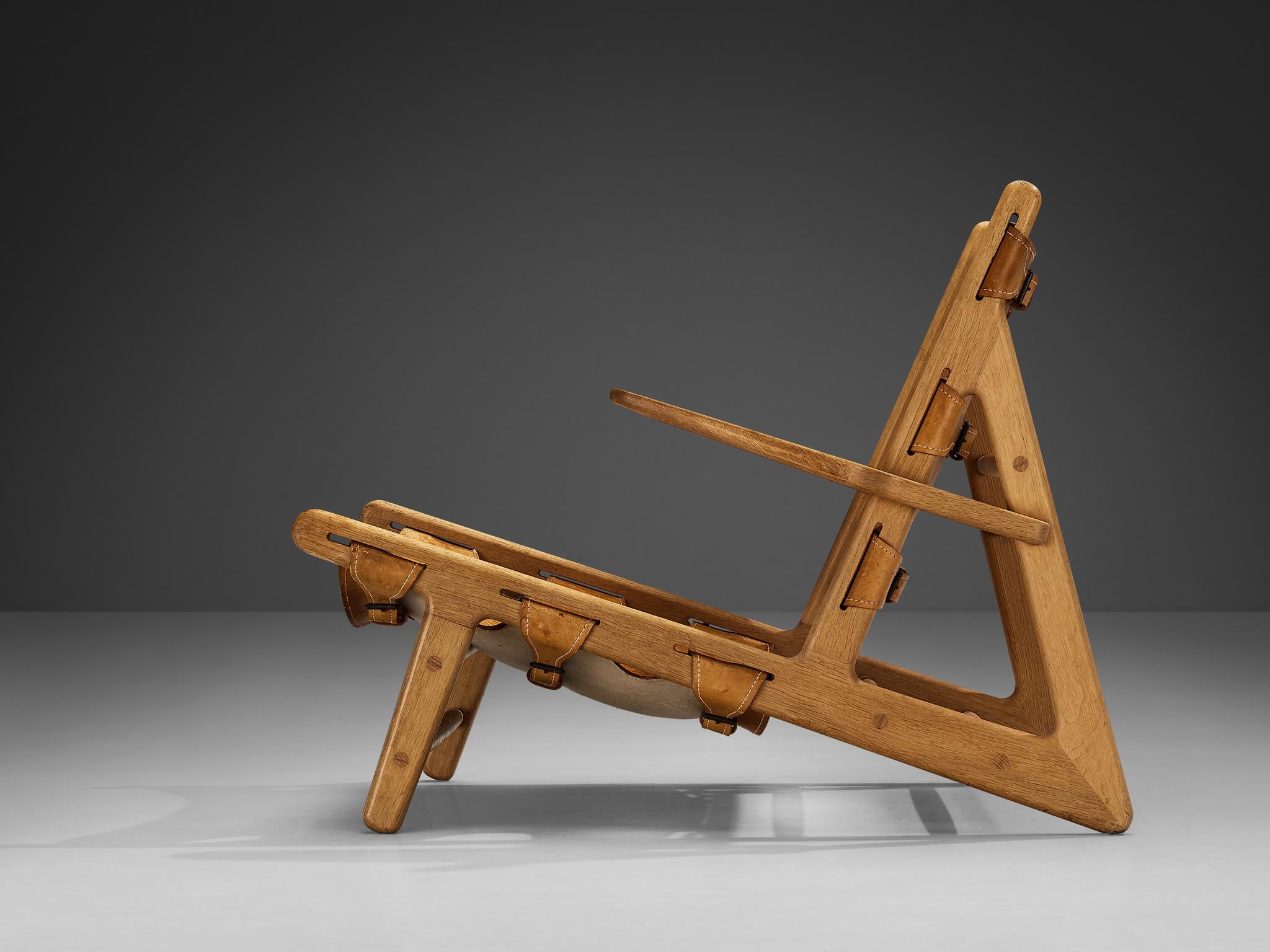 Mid-Century Modern Børge Mogensen for Federicia Hunting Chair in Oak and Leather For Sale