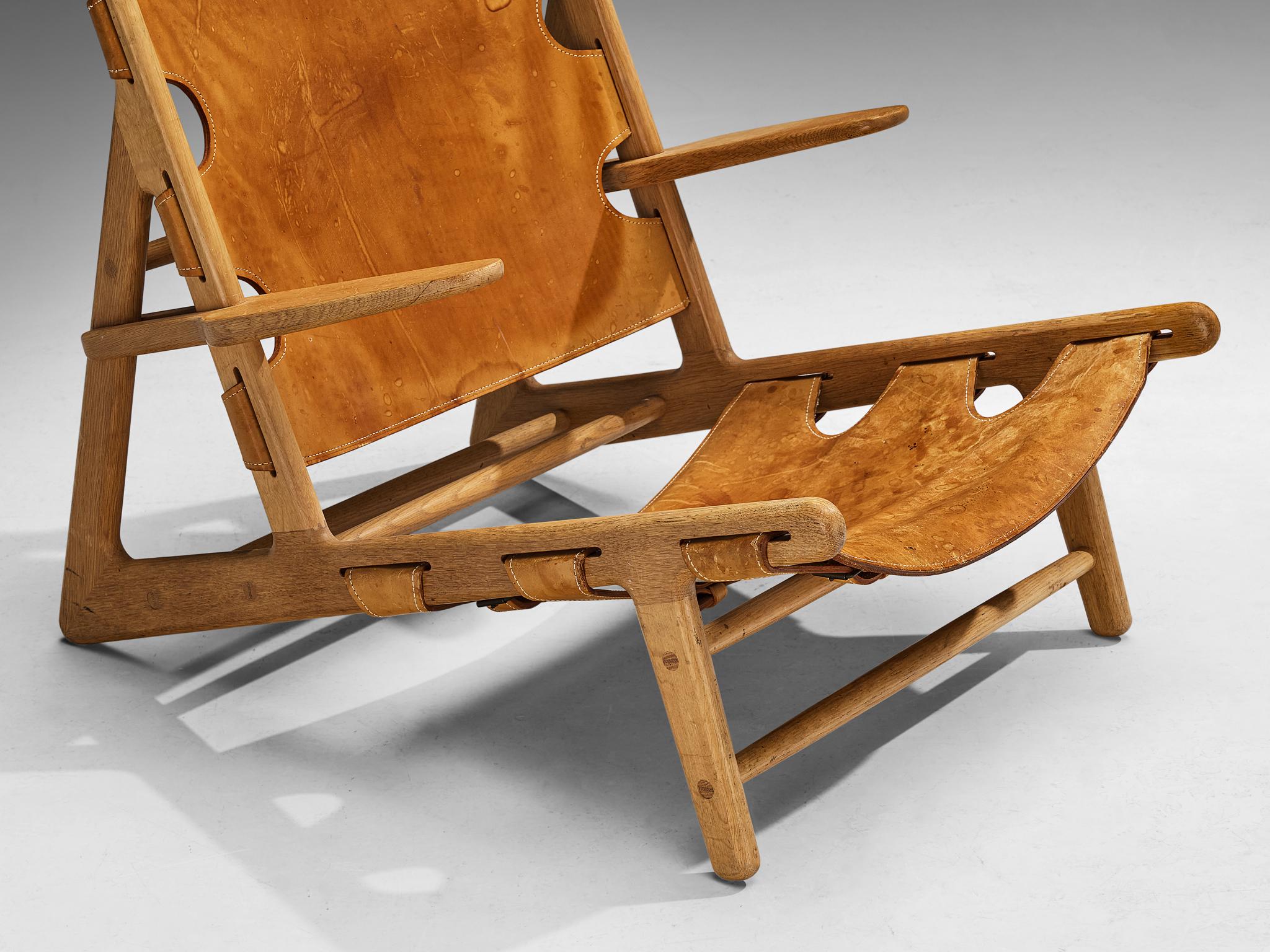 Børge Mogensen for Federicia Hunting Chair in Oak and Leather  For Sale 1