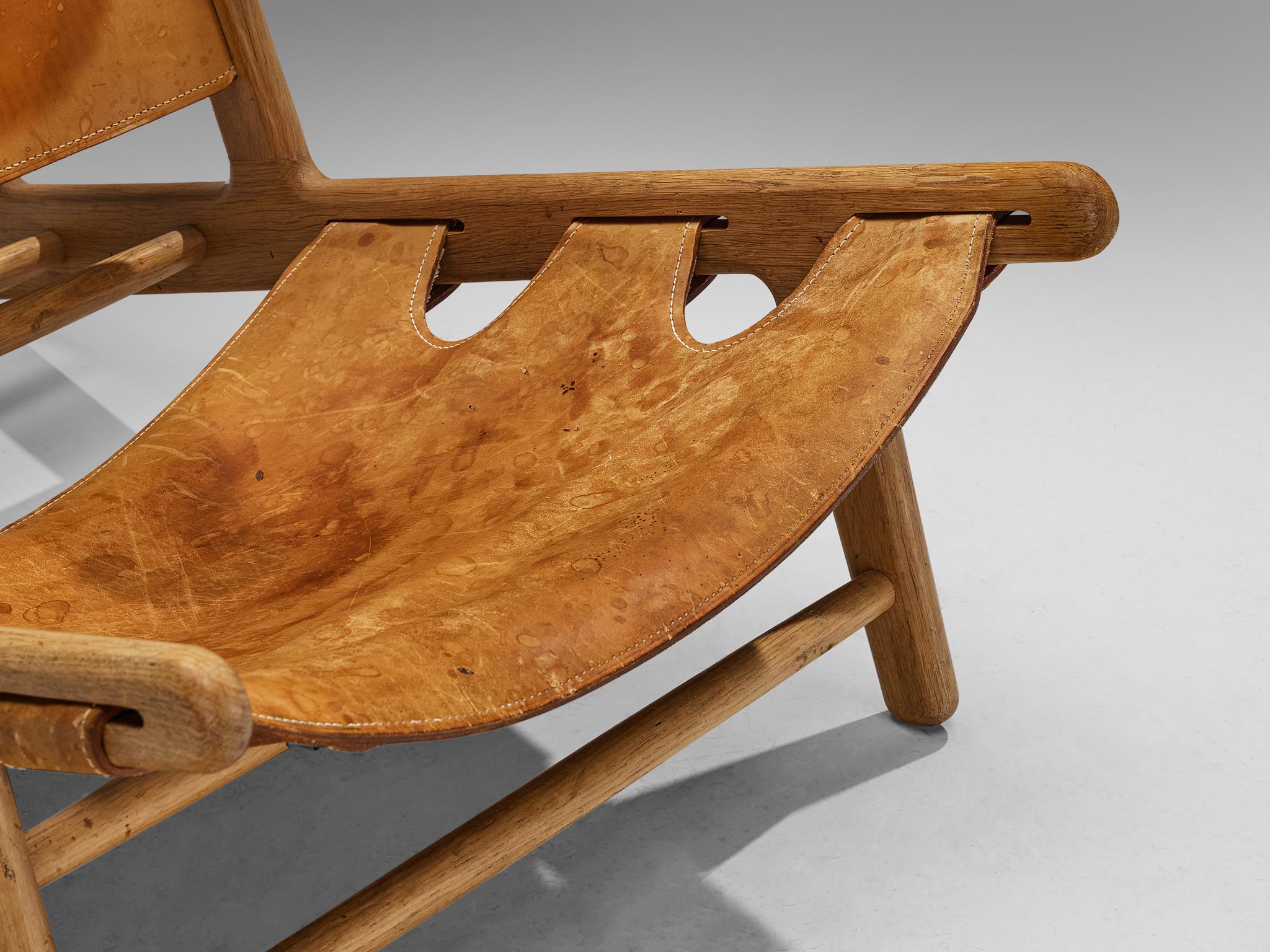 Børge Mogensen for Federicia Hunting Chair in Oak and Leather  For Sale 2