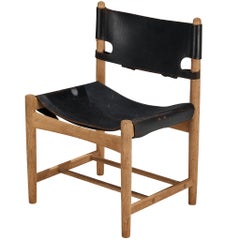 Børge Mogensen for Fredericia Armchair in Oak and Black Leather