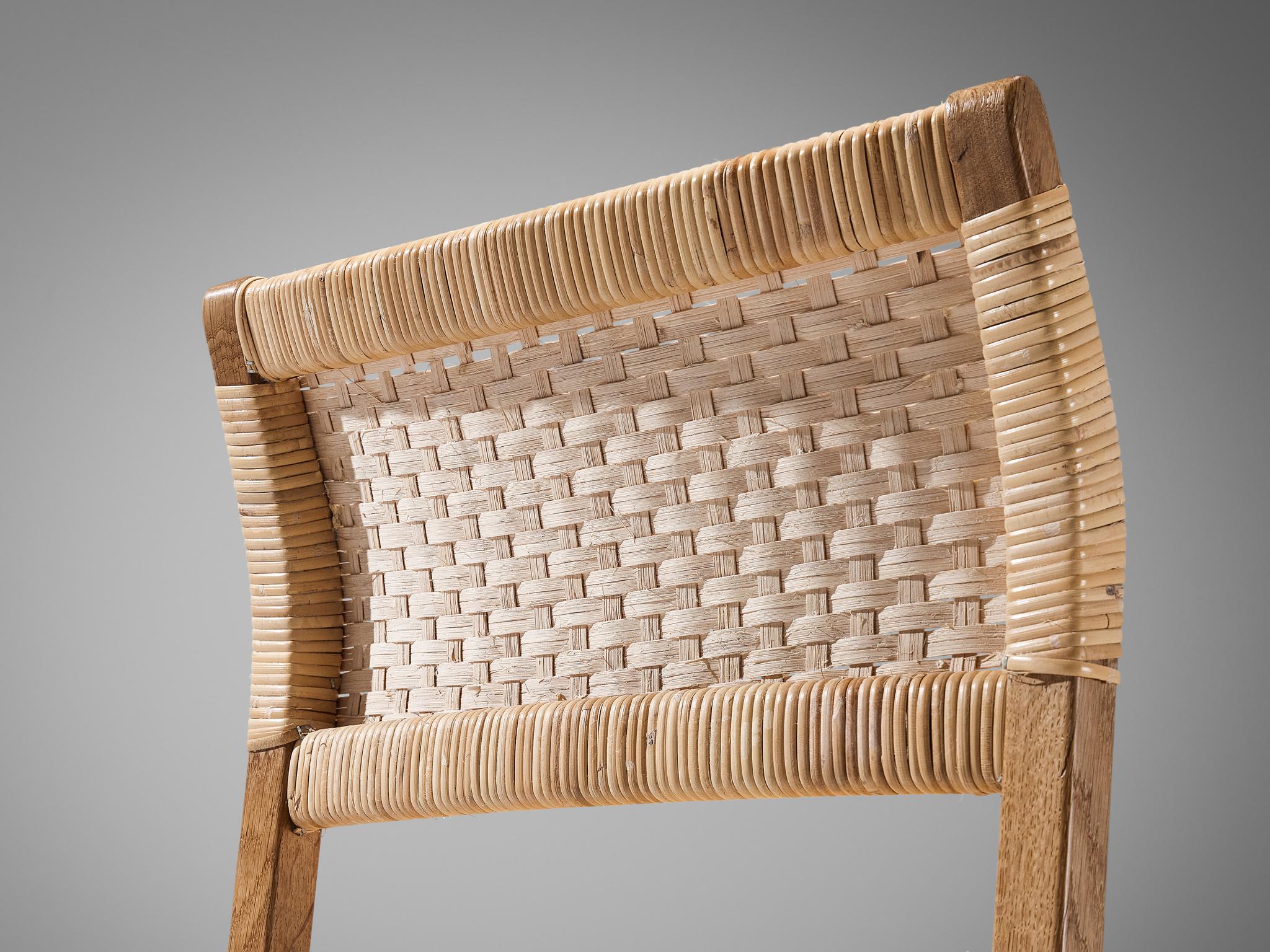 Scandinavian Modern Børge Mogensen for Fredericia Dining Chair in Oak and Cane Wicker For Sale