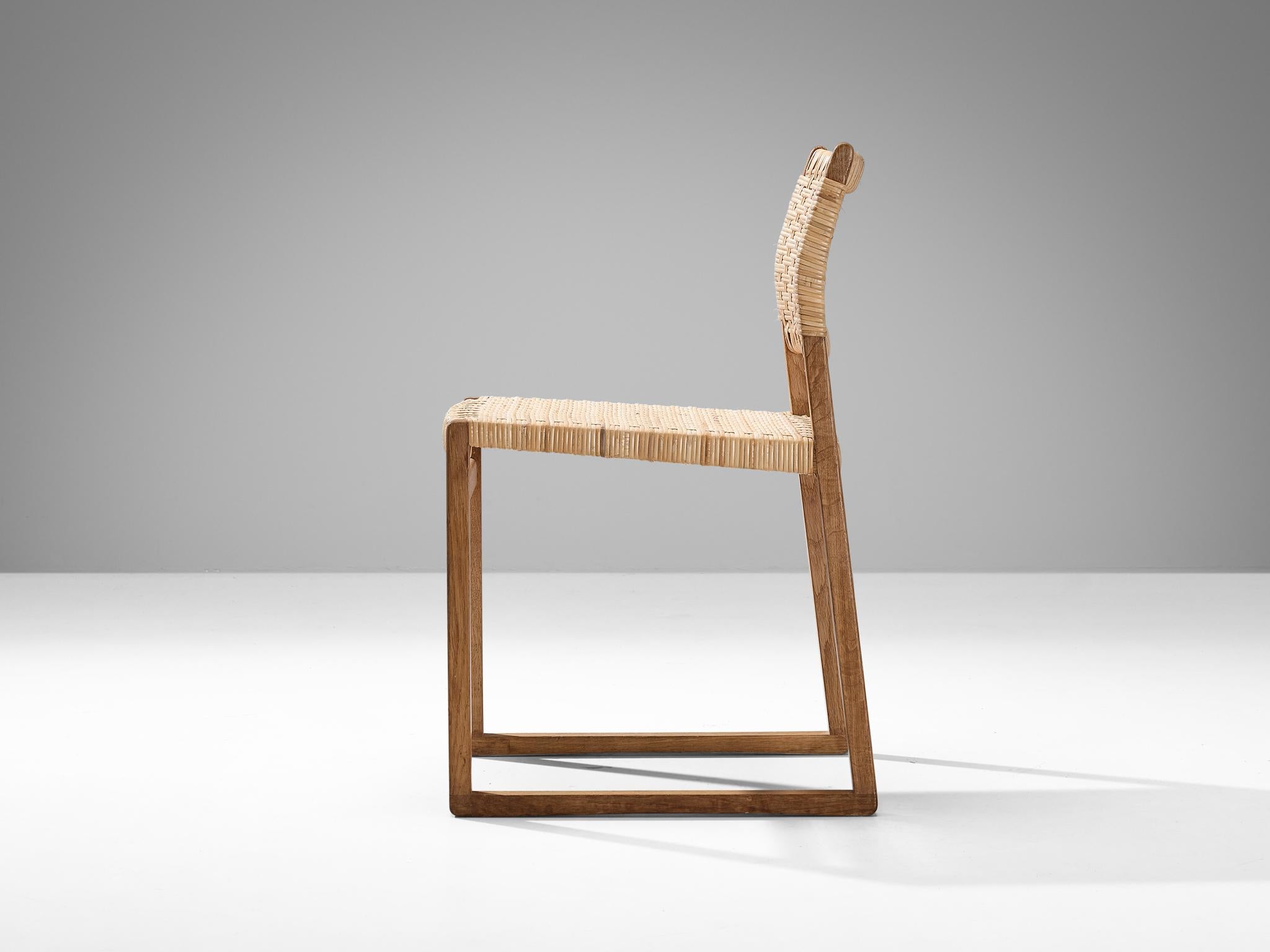 Danish Børge Mogensen for Fredericia Dining Chair in Oak and Cane Wicker For Sale