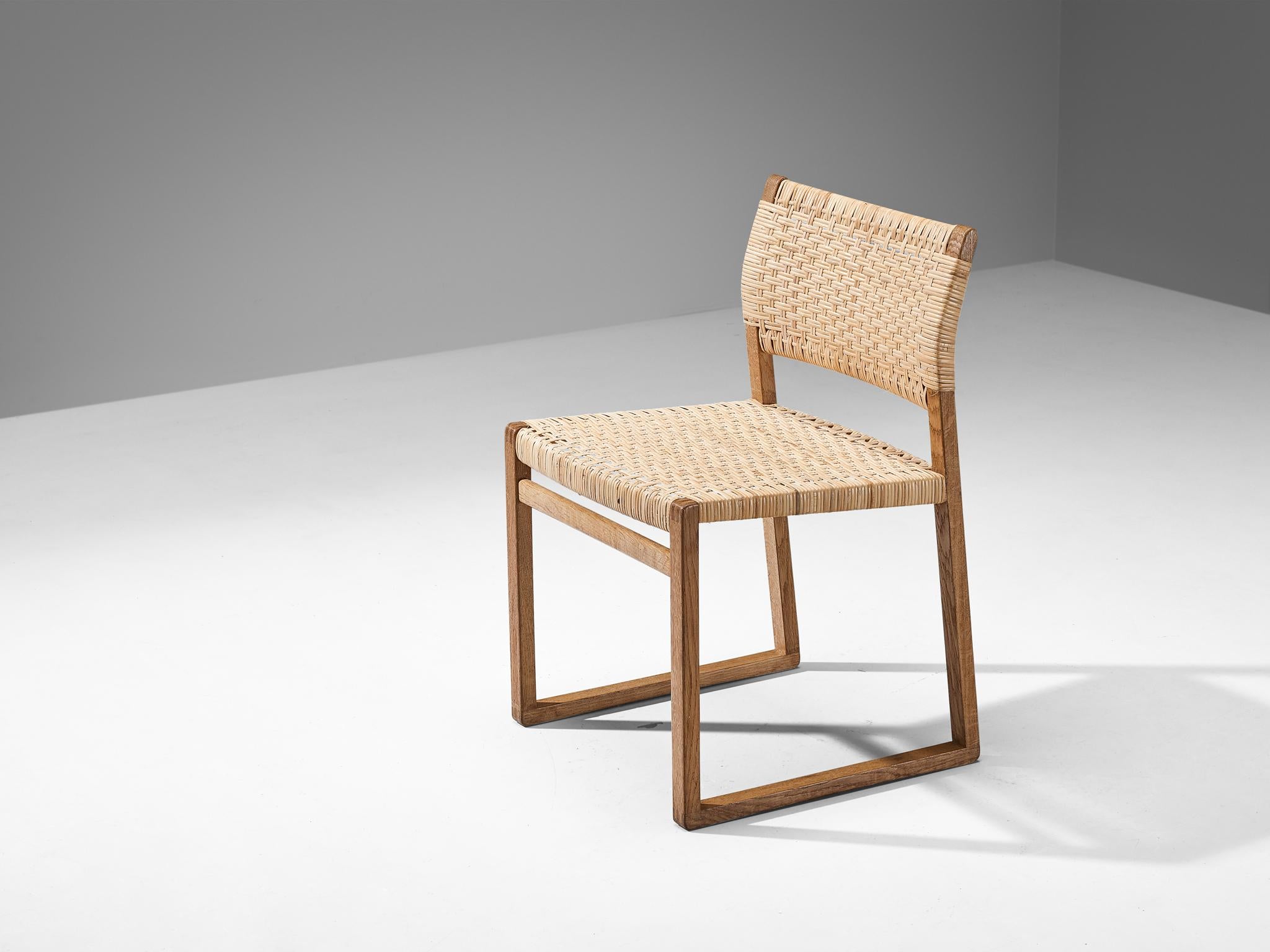Børge Mogensen for Fredericia Dining Chair in Oak and Cane Wicker For Sale 1